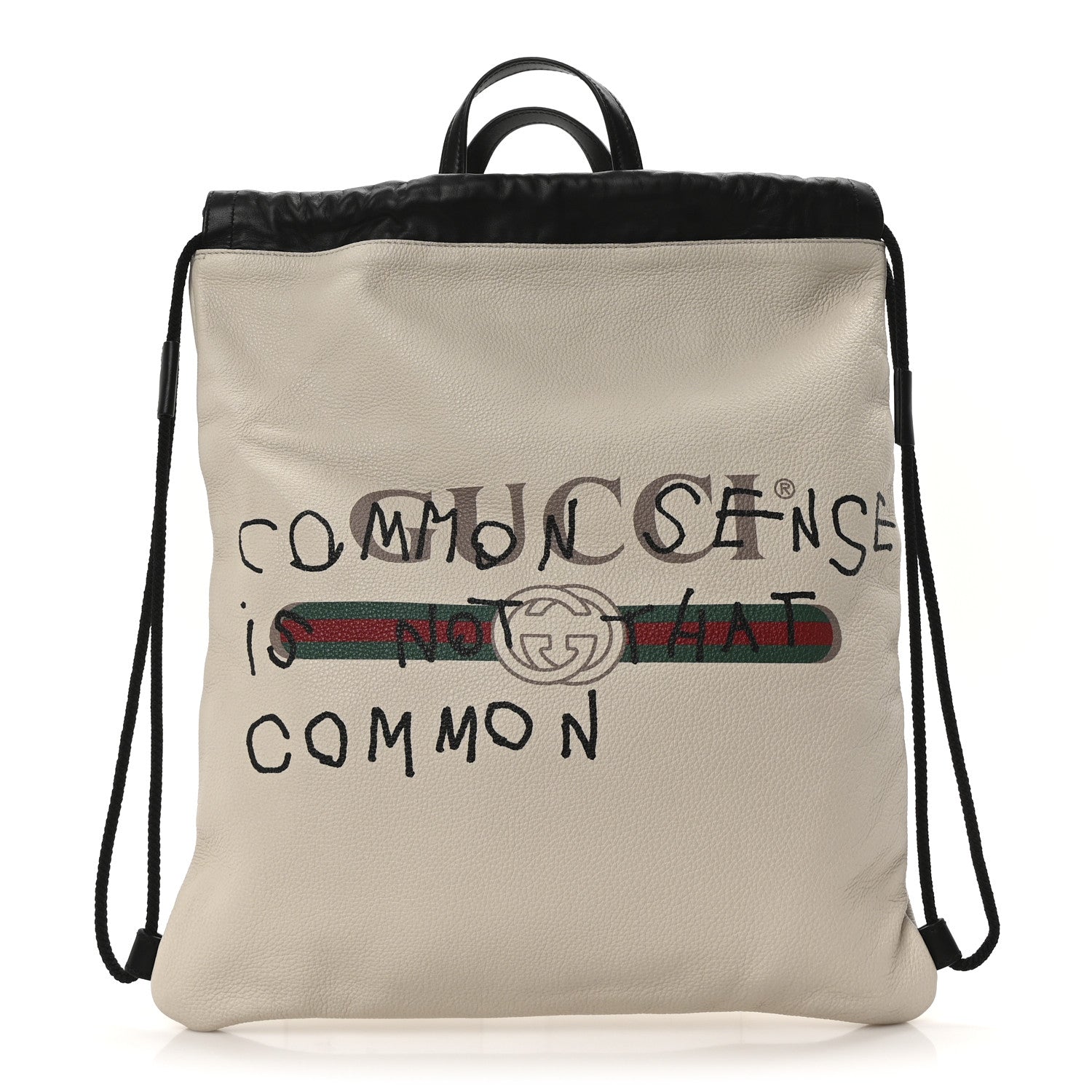 Calfskin Coco Capitan Logo Drawstring Backpack Mystic White
