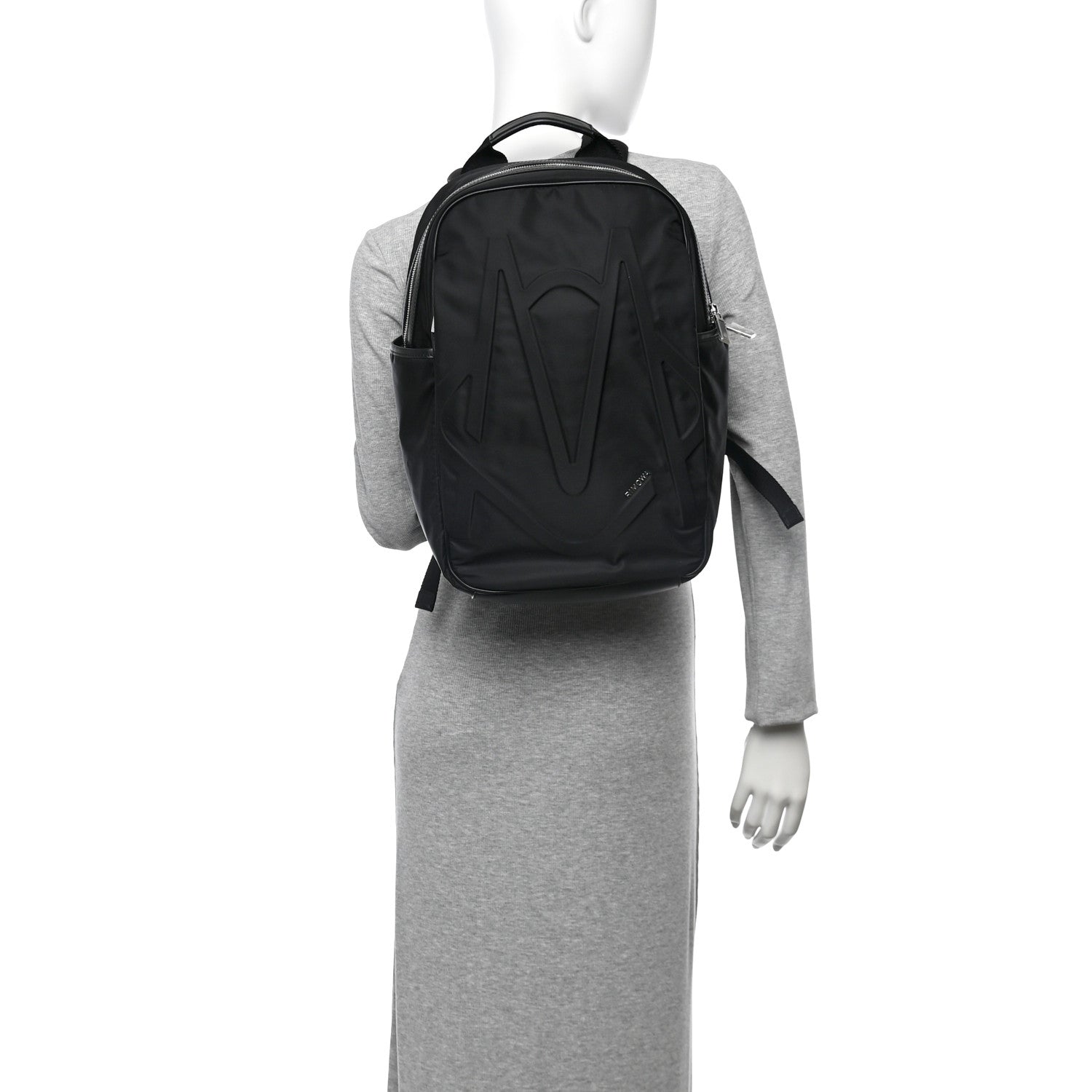 Nylon Calfskin Signature Backpack Black