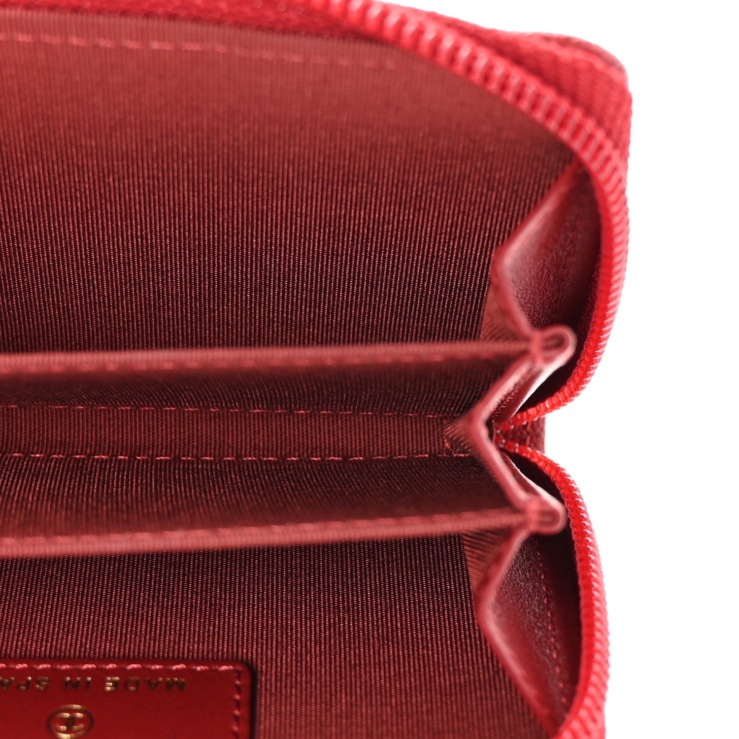 Caviar Quilted Boy Zip Around Coin Purse Wallet Red