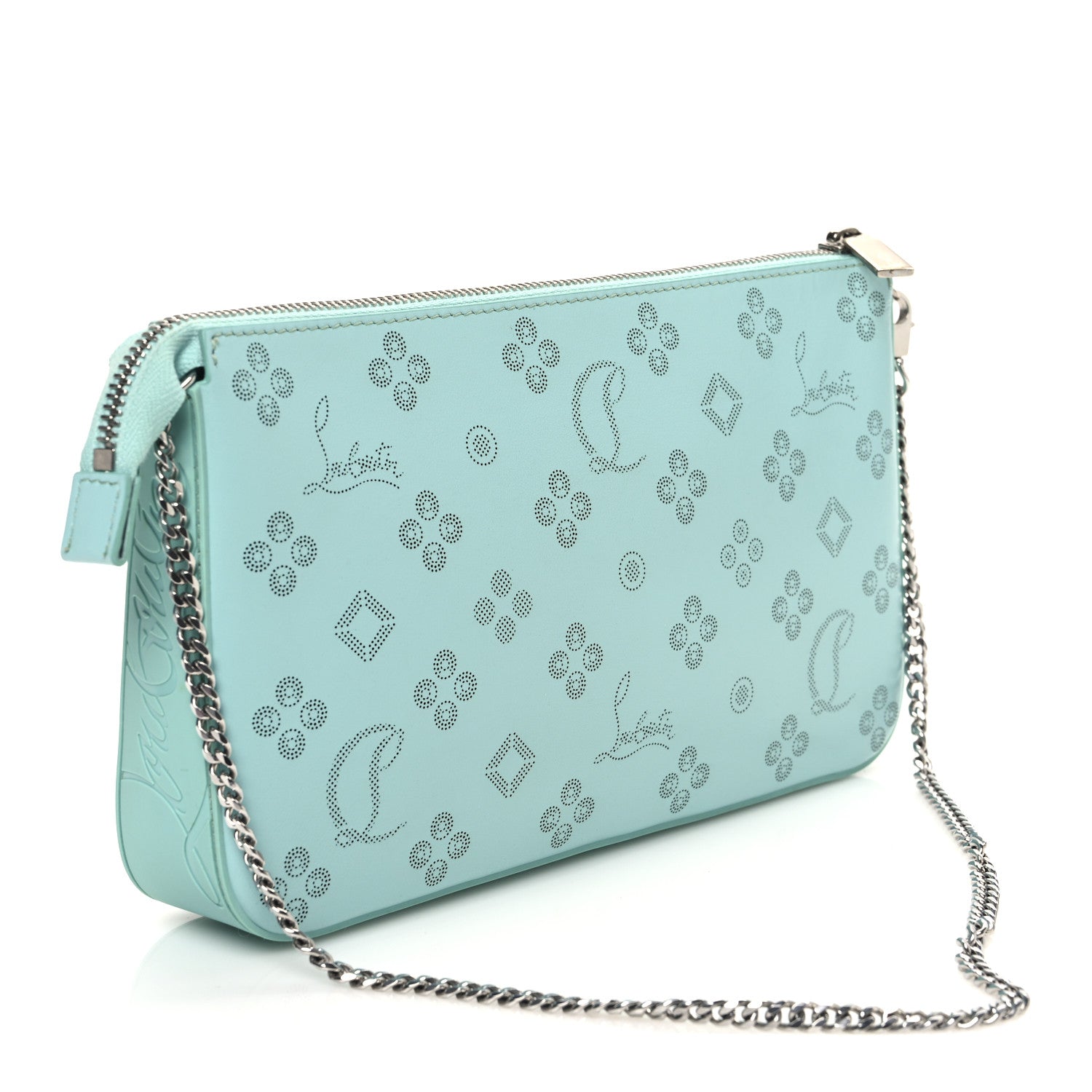 Calfskin Loubinthesky Perforated Shoulder Bag Bermuda