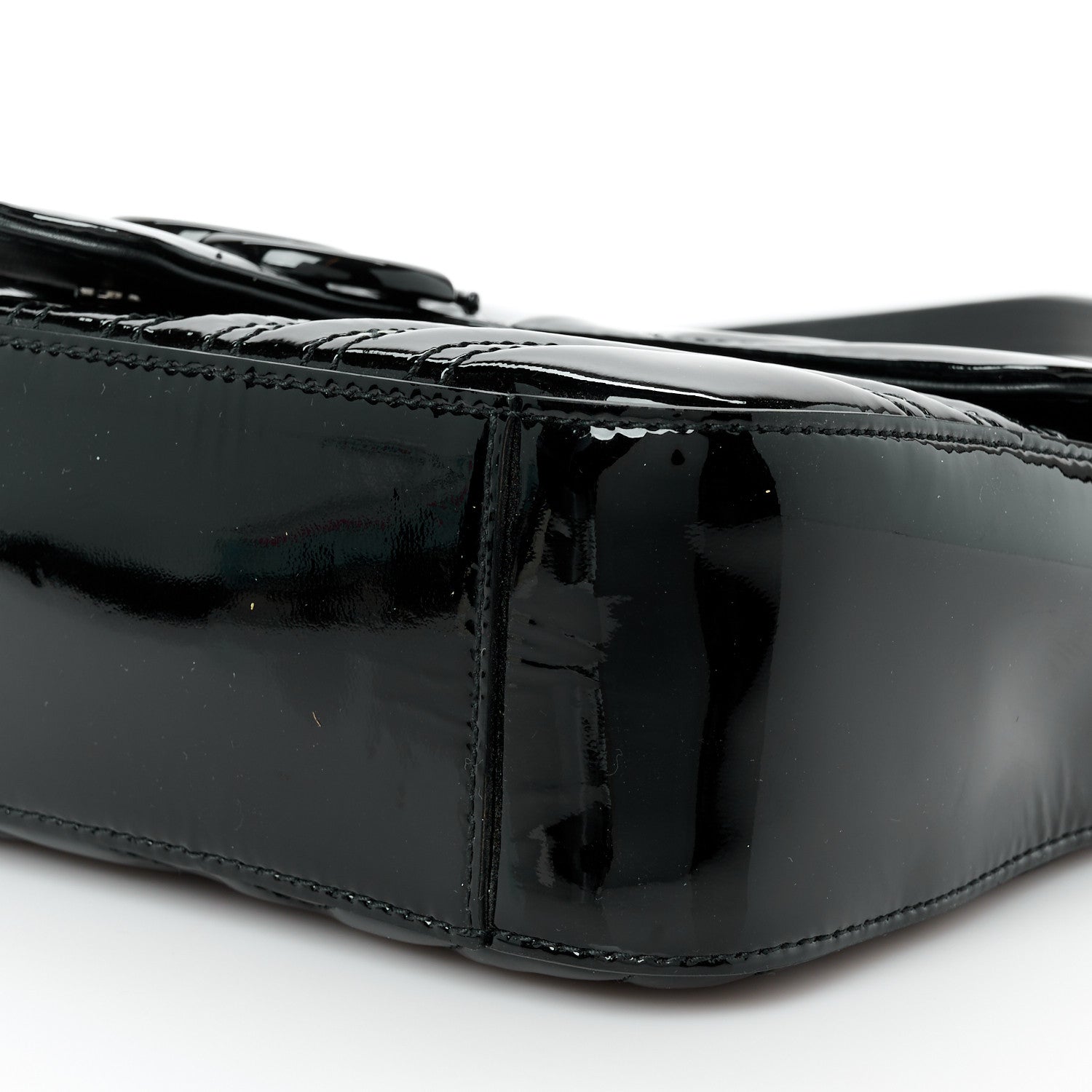 Patent Calfskin Matelasse Monochrome Small GG Marmont Shoulder Bag Black