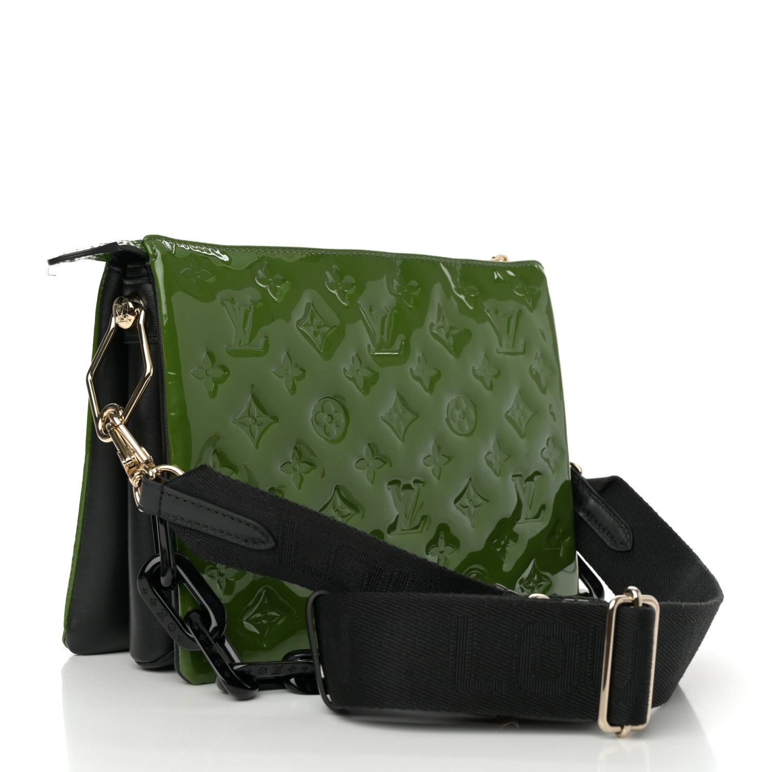 Patent Embossed Monogram Coussin PM Green Black