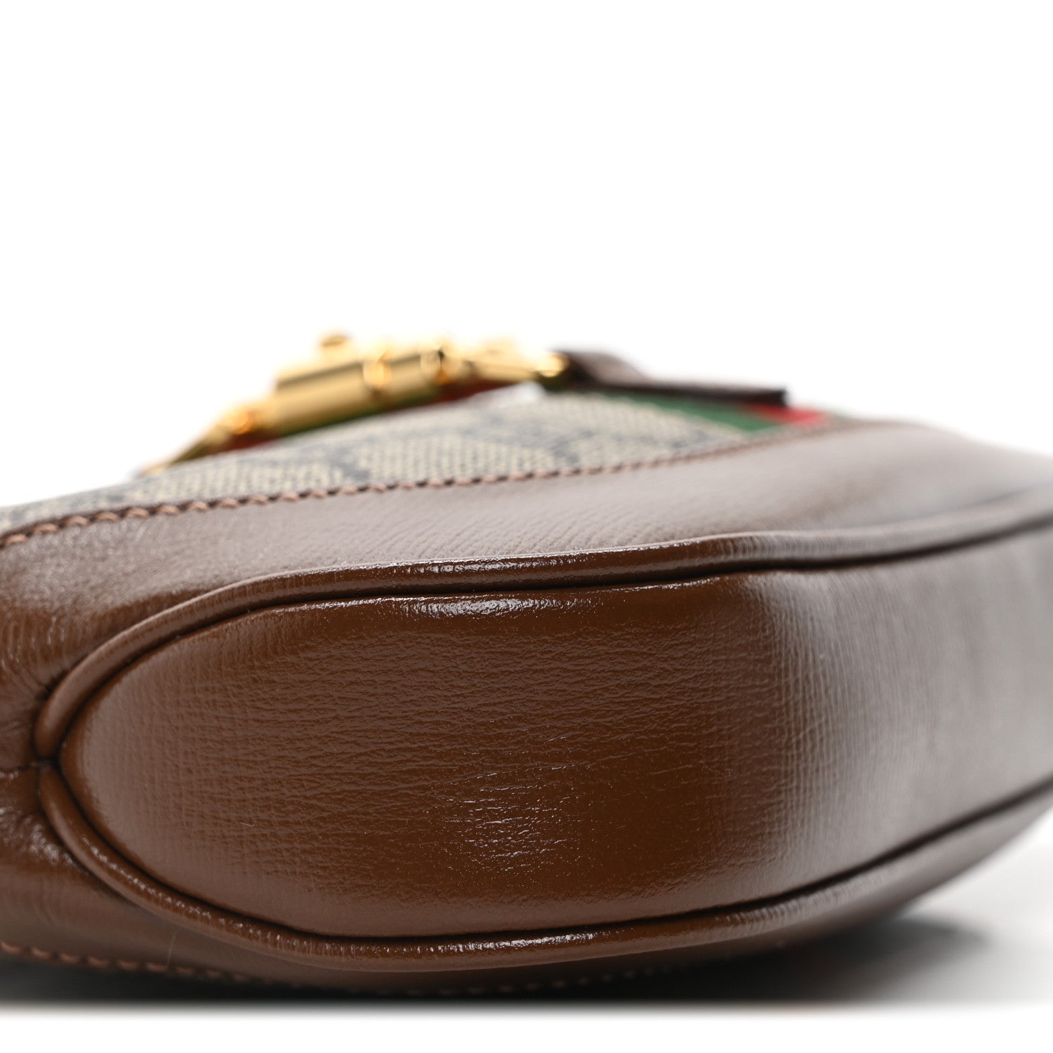 GG Supreme Monogram Azalea Calfskin Web Mini Jackie 1961 Hobo Beige Ebony Brown Sugar