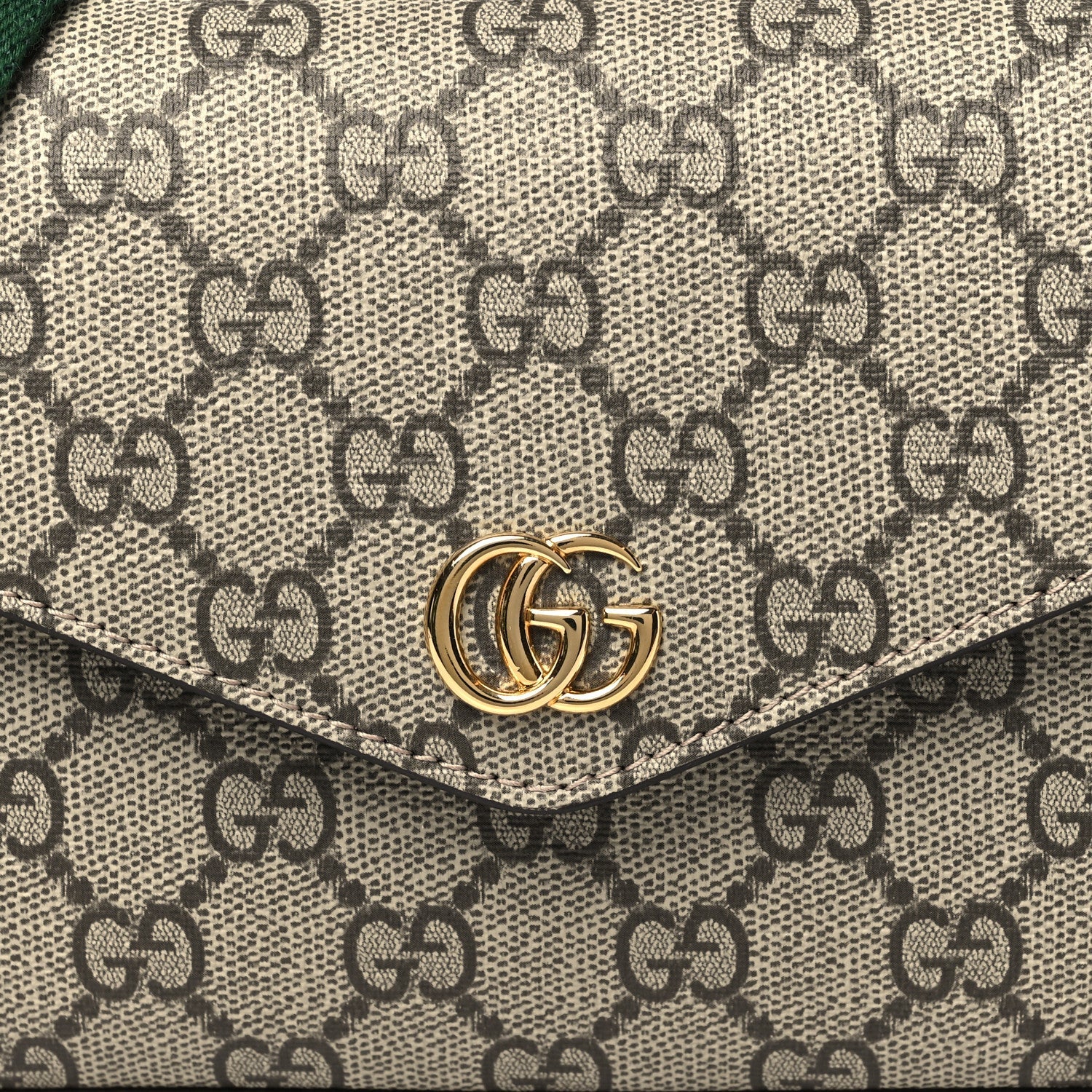 GG Supreme Monogram Textured Dollar Calfskin Web Mini Ophidia Envelope Shoulder Bag Beige Ebony