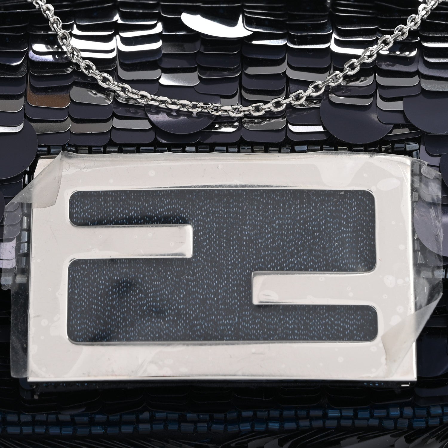 Sequin Paillettes Shiny Nappa Sex and the City Nano Maxi Buckle Baguette Charm Midnight