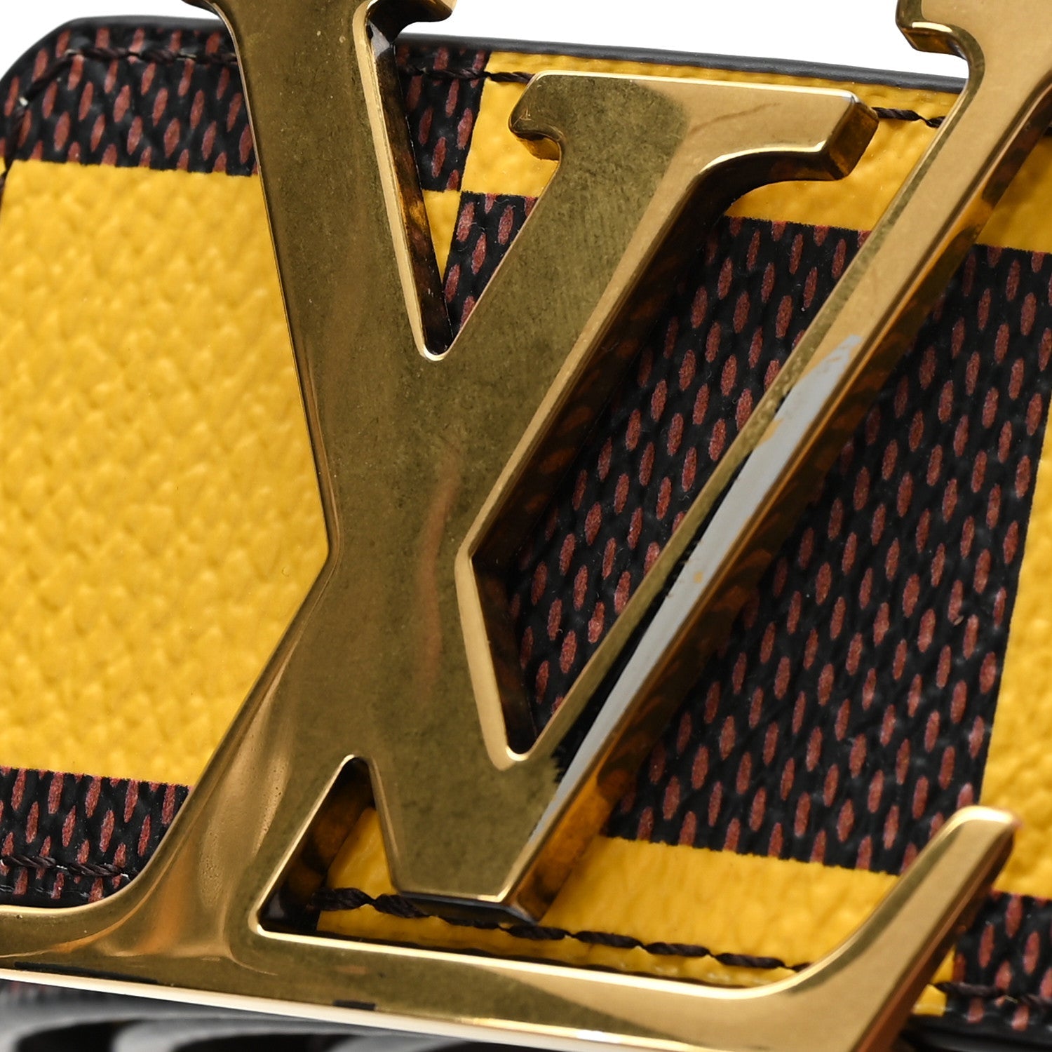 Damier Pop 40mm LV Initiales Belt 110 44 Jaune Mat