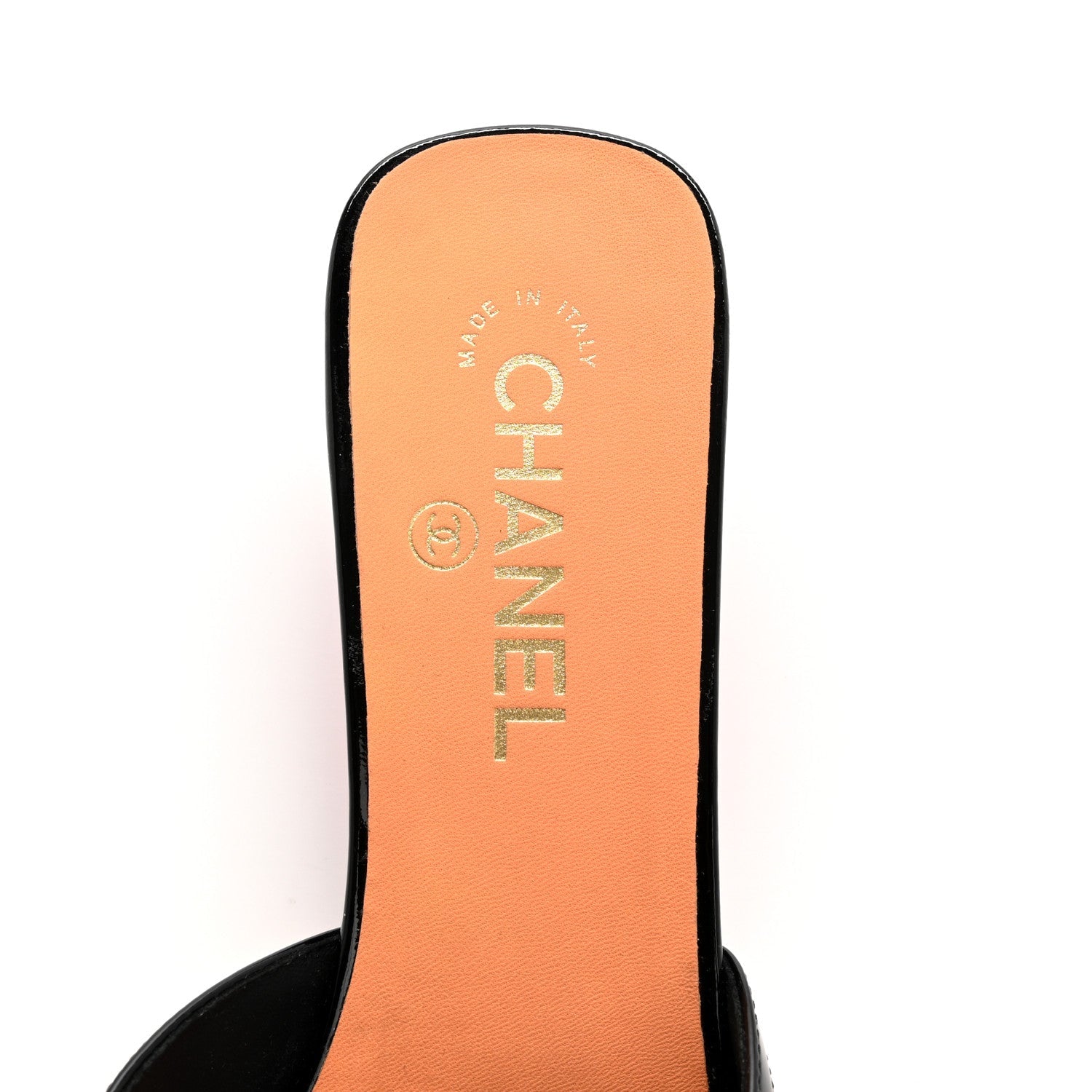 Patent Calfskin Mules 37.5 Orange Black