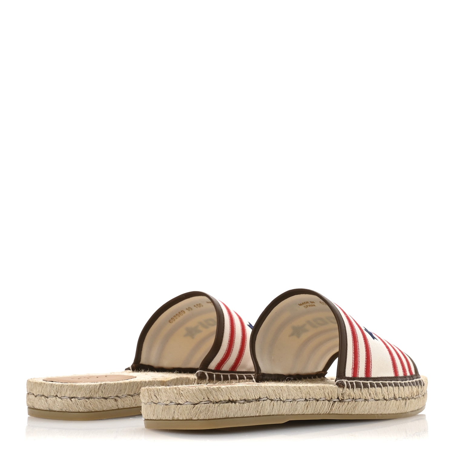 Canvas Miro Soft Calfskin Striped Mens Espadrille Flat Slide Sandals 10 Greggio Brown Sugar
