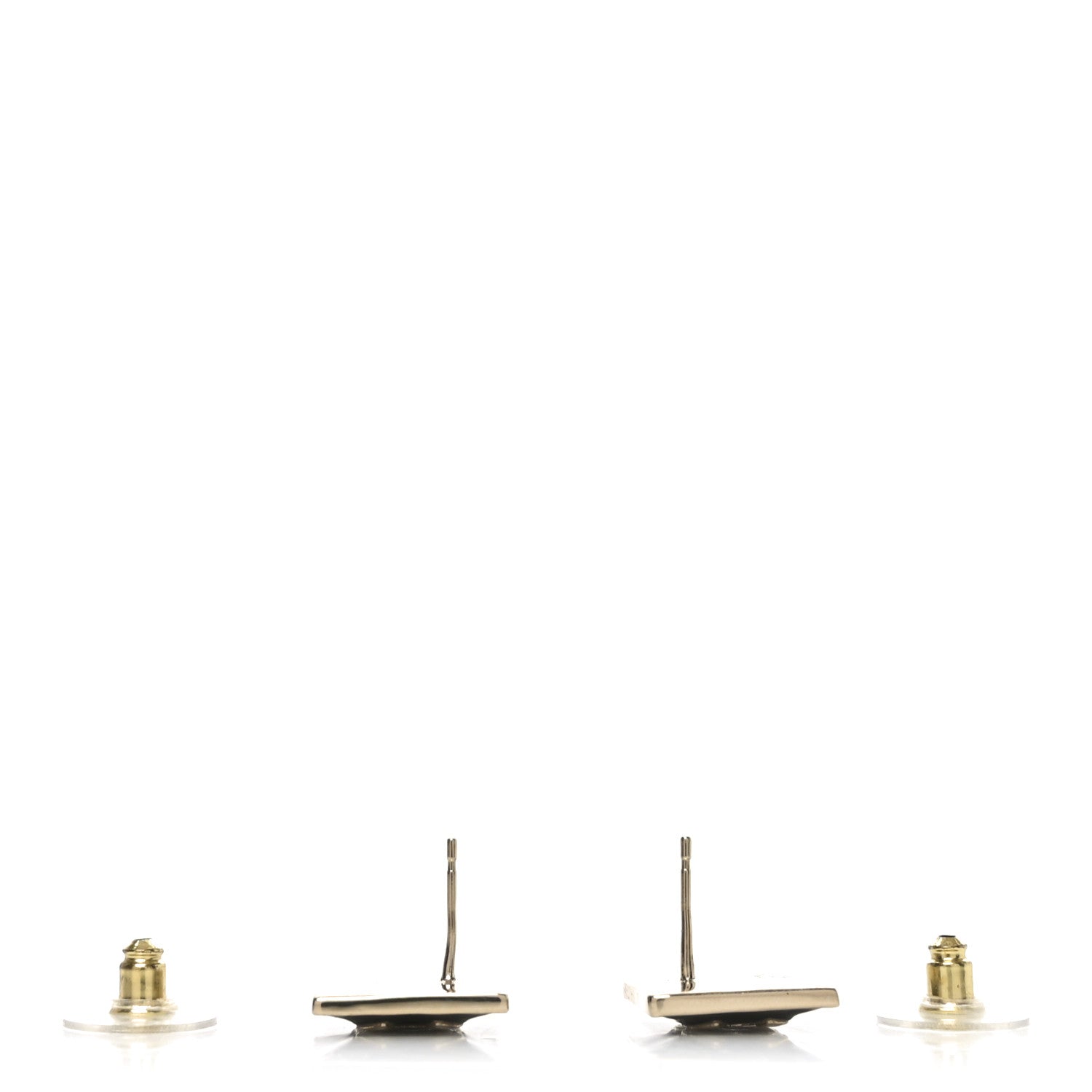 Enamel CC Square Earrings Black White