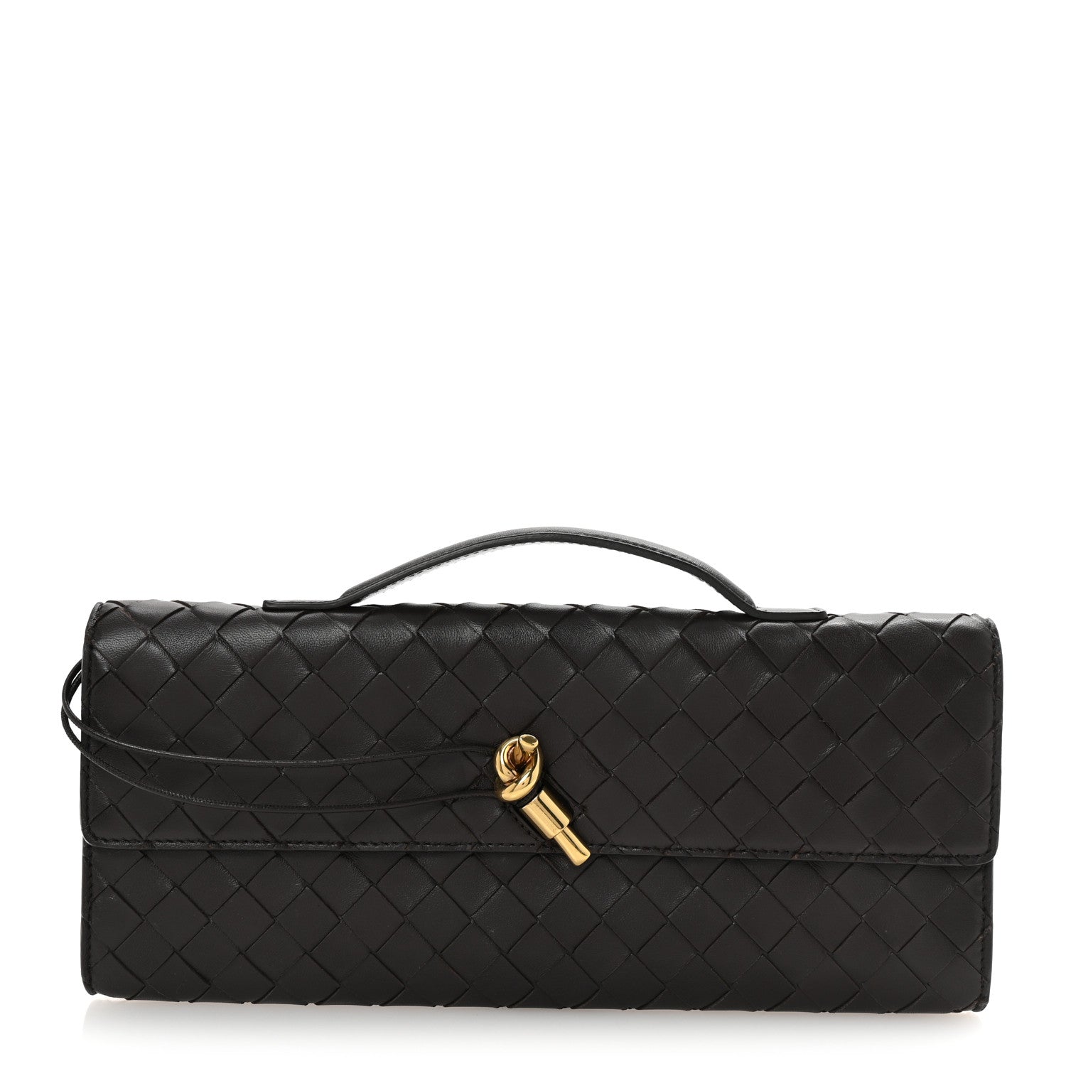 Nappa Intrecciato Long Andiamo Top Handle Clutch Fondant