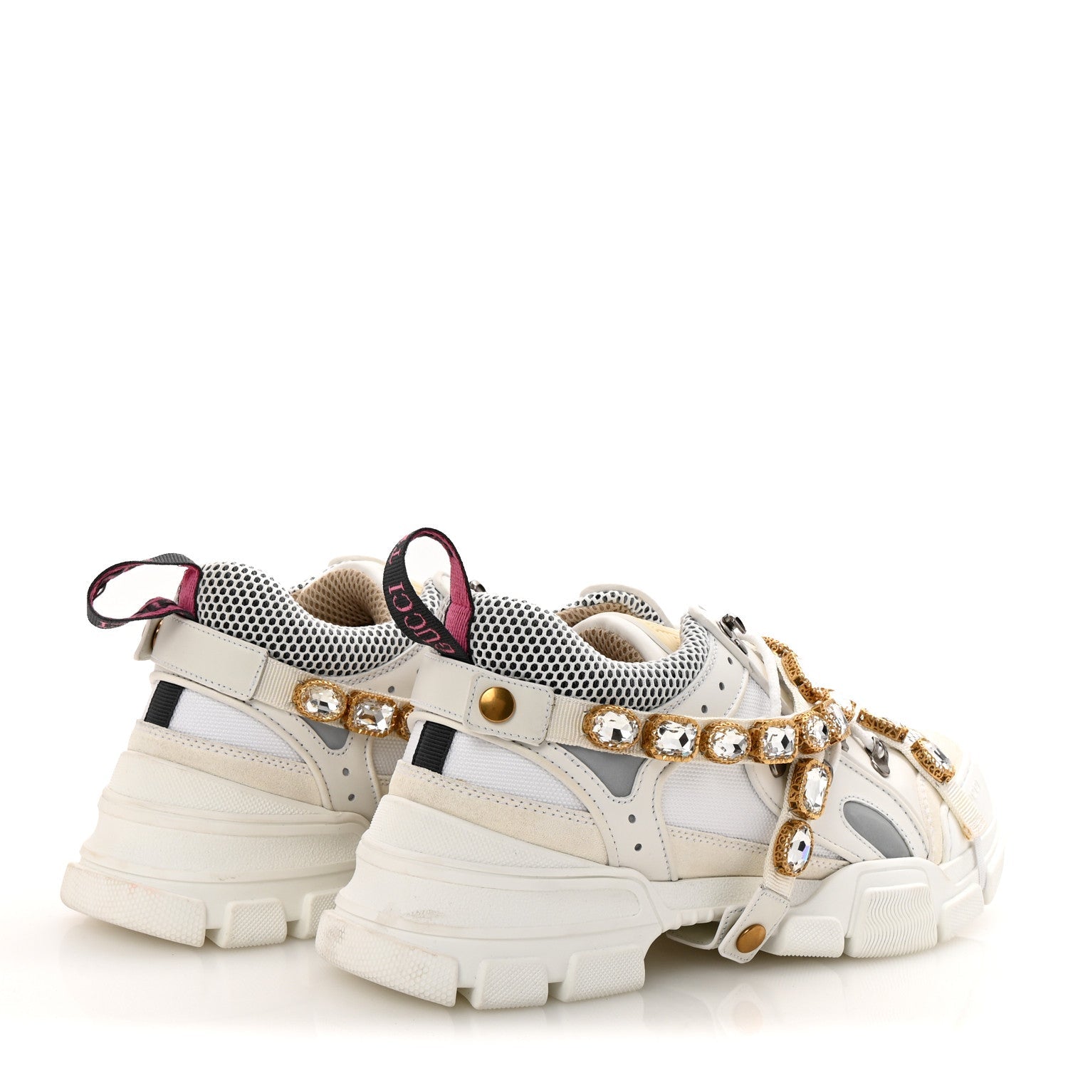 X SEGA Mesh Calfskin Suede Removable Crystals Mens Flashtrek Sneakers 9 Great White