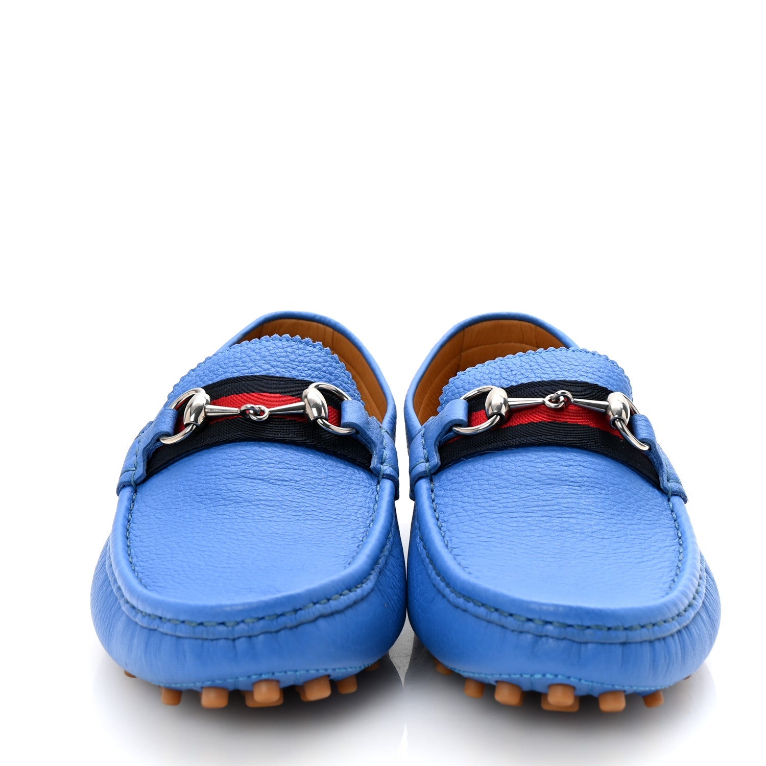 Calfskin Web Mens Horsebit Driver Loafers 8 Blue