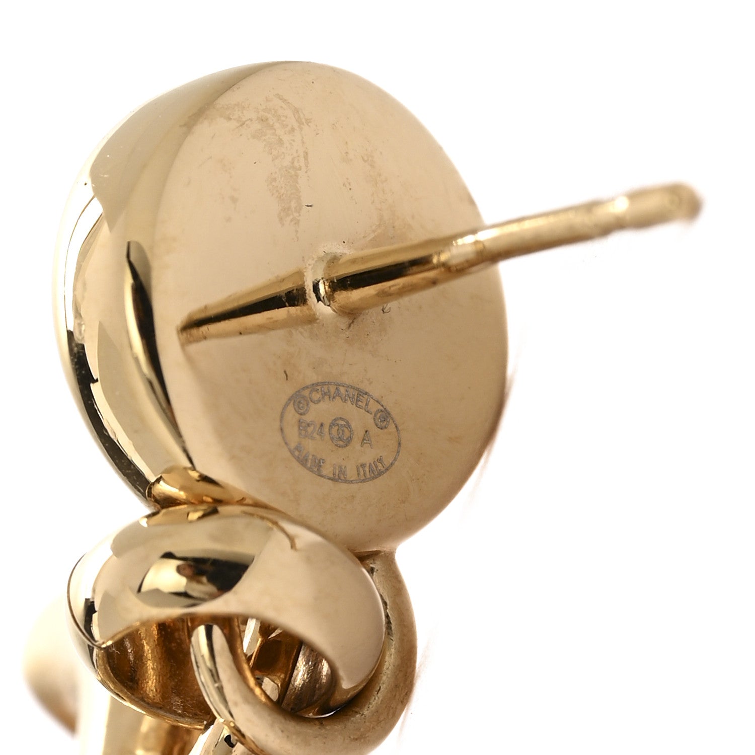 Pearl Crystal CC Drop Earrings Gold