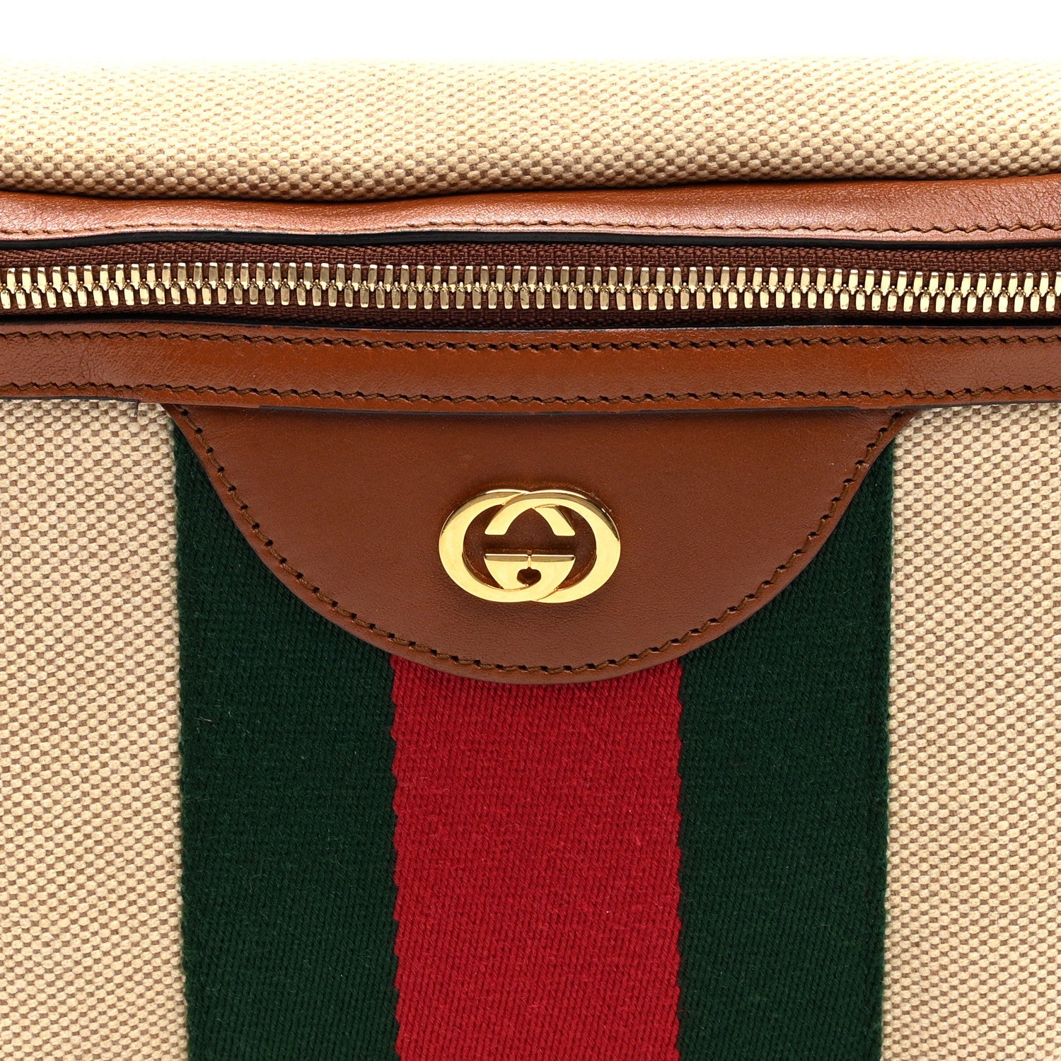 Vintage Canvas Web Belt Bag Sand Cuir