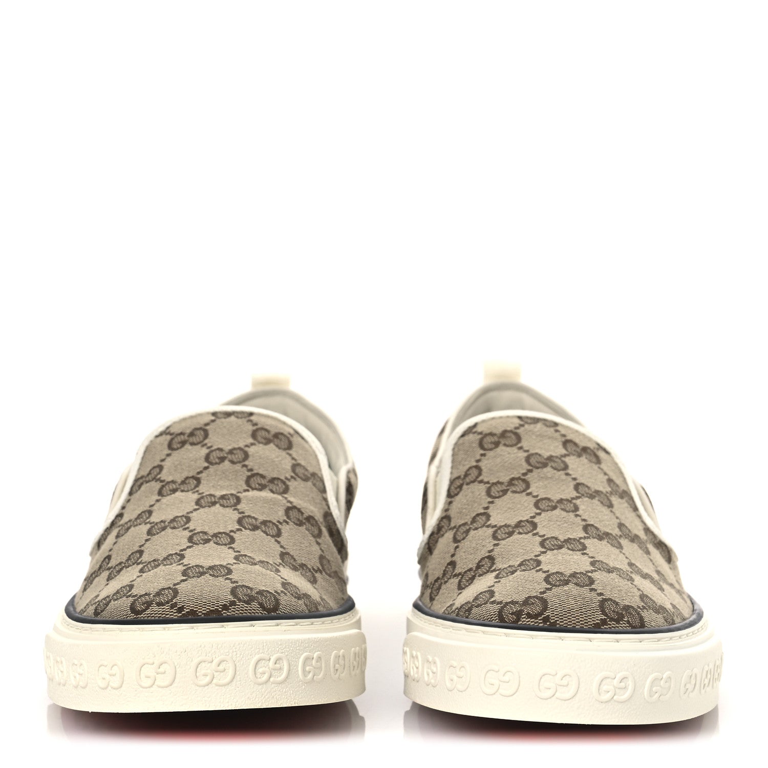 GG Monogram Mens 1977 Tennis Slip On Sneakers 8.5 Beige Ebony Mystic White