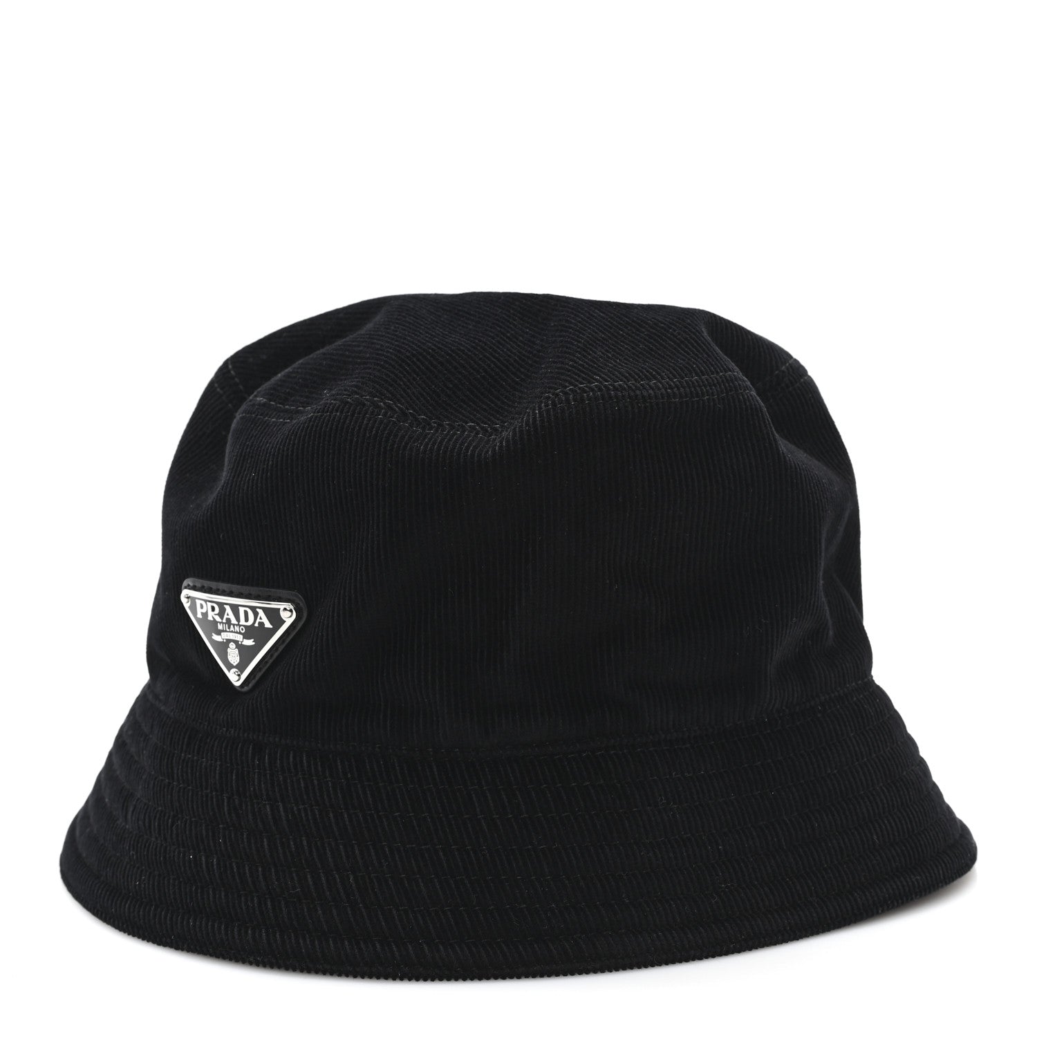 Corduroy Metal Triangle Logo Bucket Hat L Black
