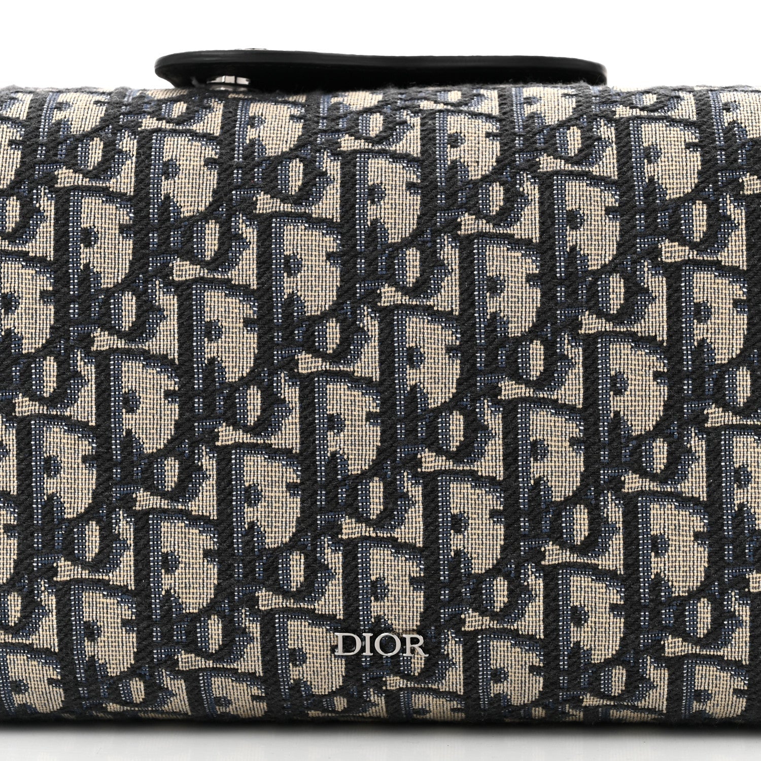 Oblique Jacquard Grained Calfskin Lingot Toiletry Case Blue Black