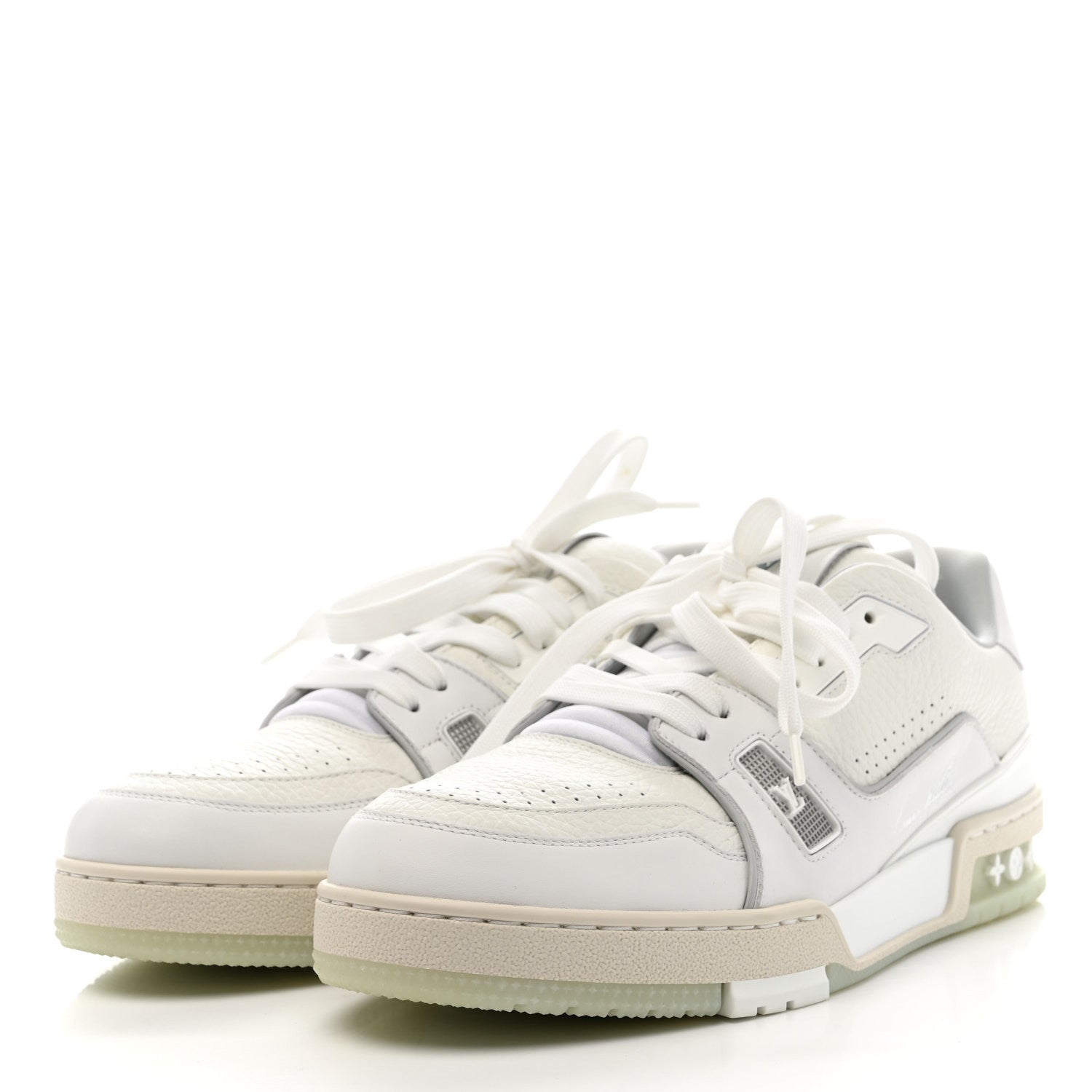 Calfskin Mens LV Trainer Sneakers 9 White