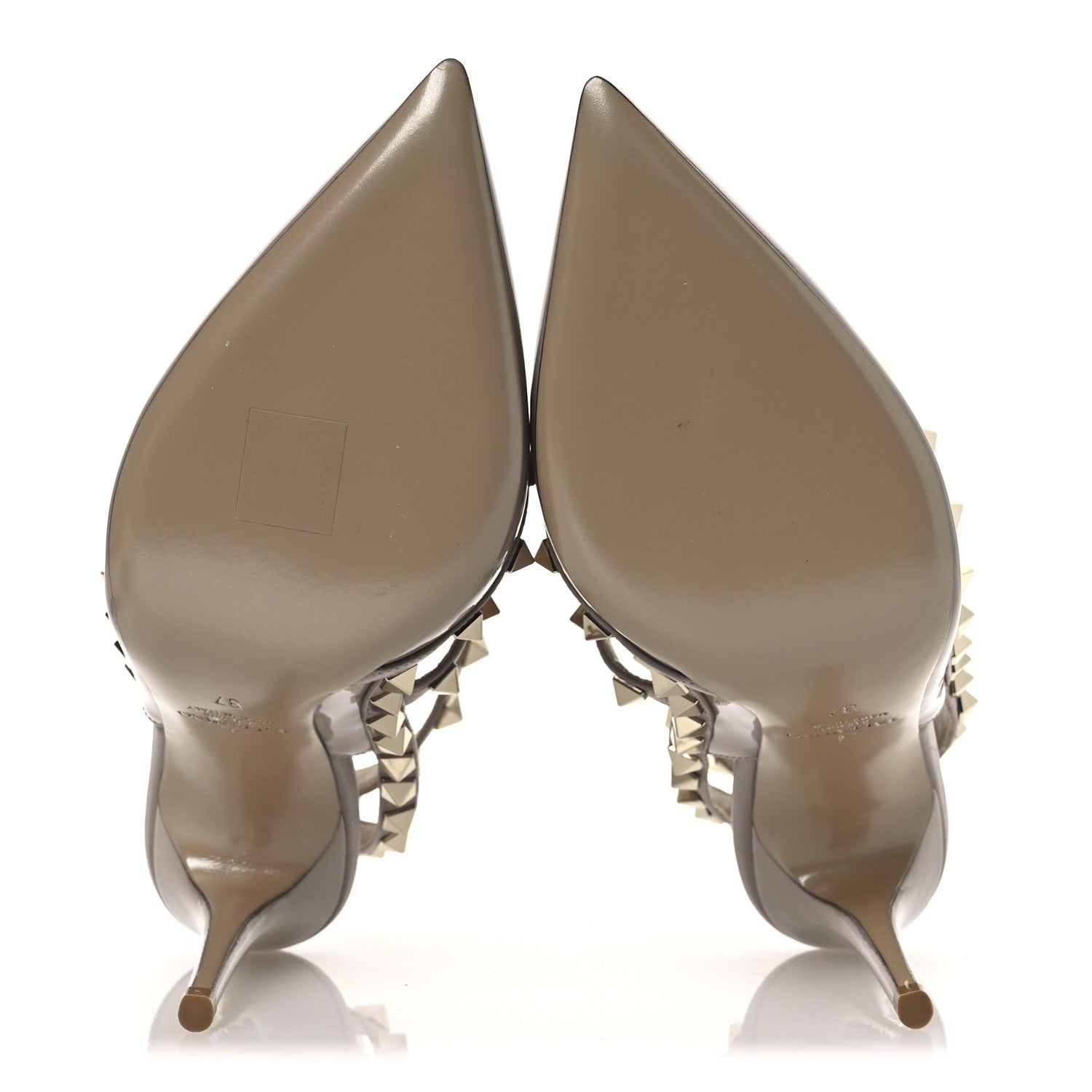 Patent Nappa Rockstud Ankle Strap 100mm Pumps 37 Poudre