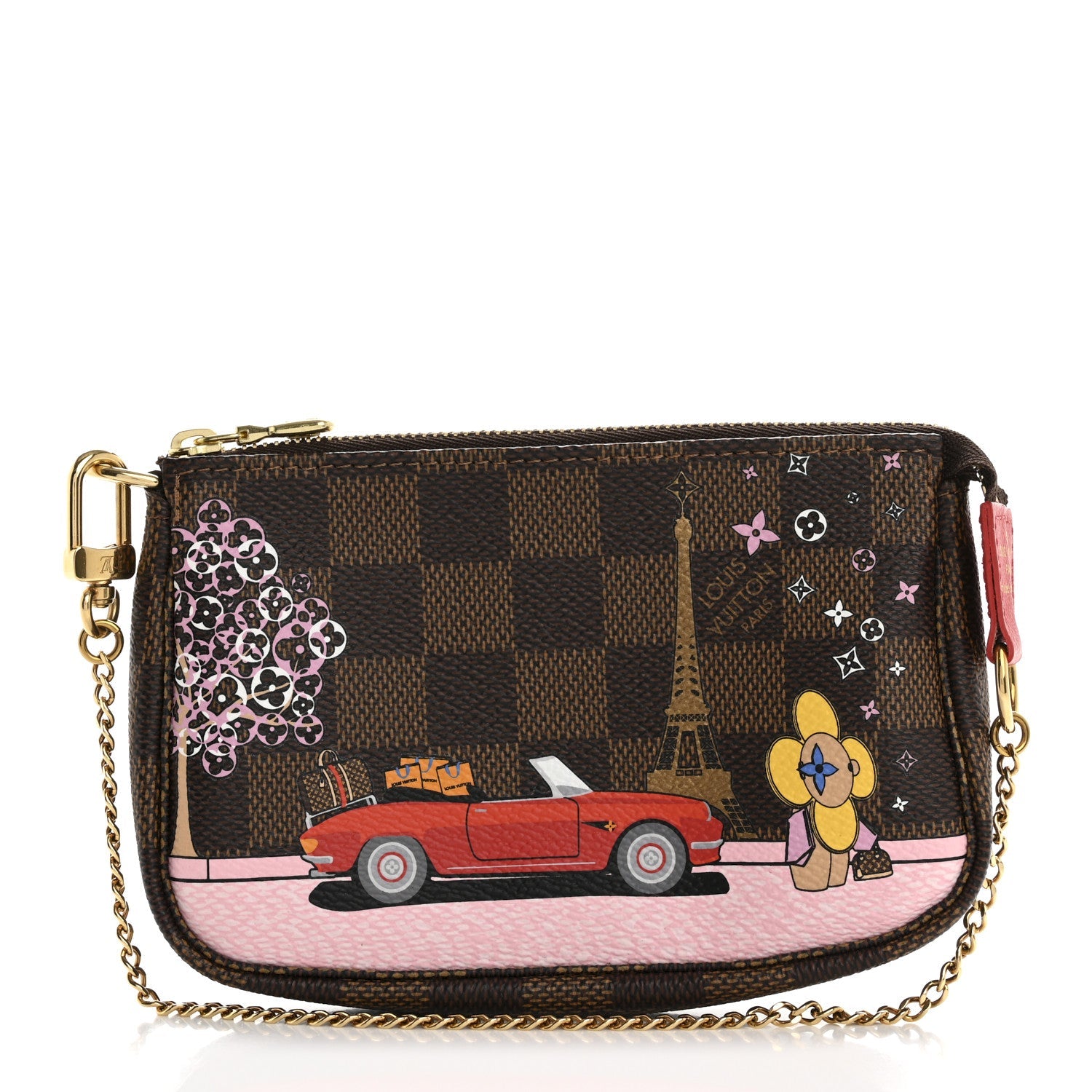 Damier Ebene 2019 Christmas Animation Mini Pochette Accessories Red