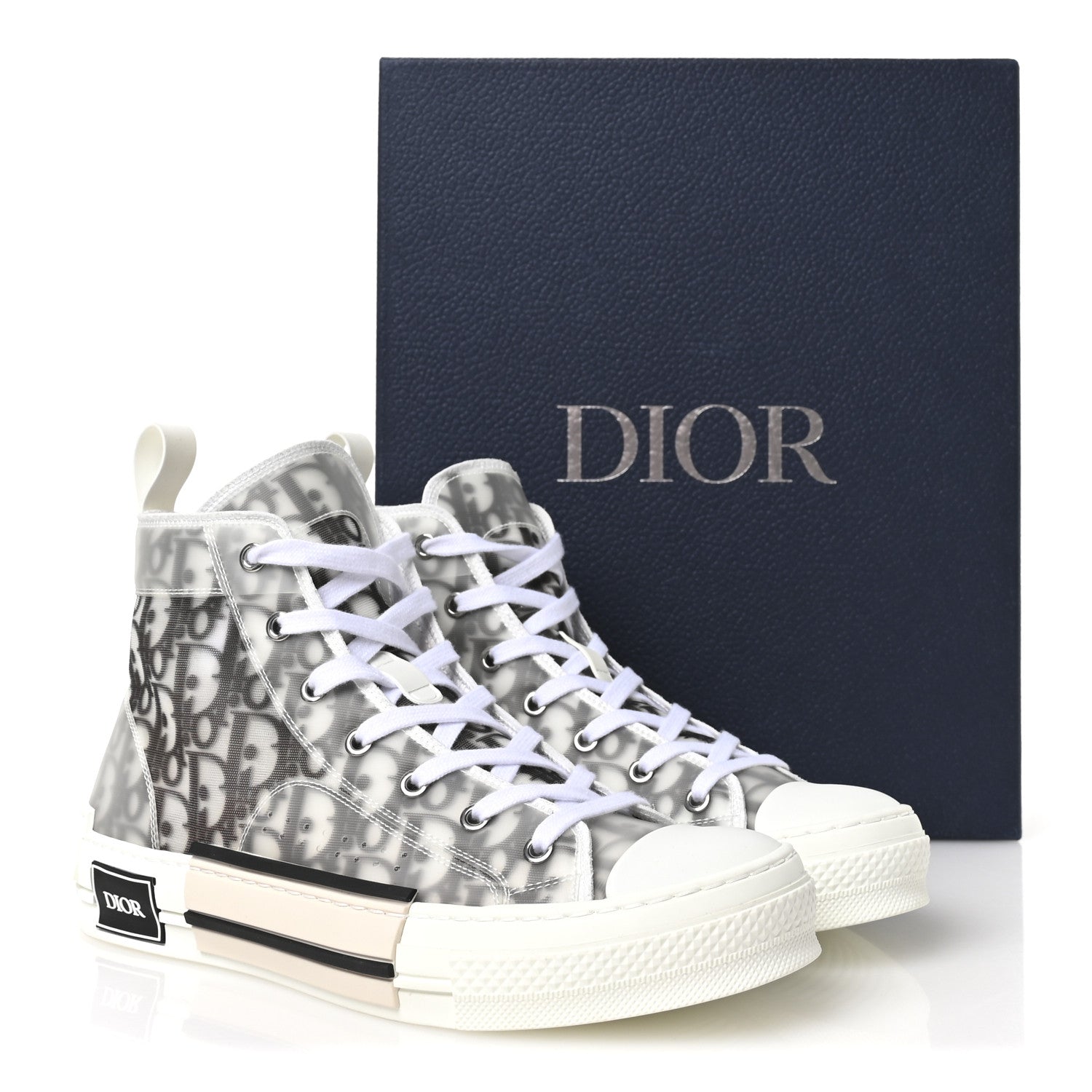 Technical Canvas Oblique B23 High Top Sneakers 41 White Black