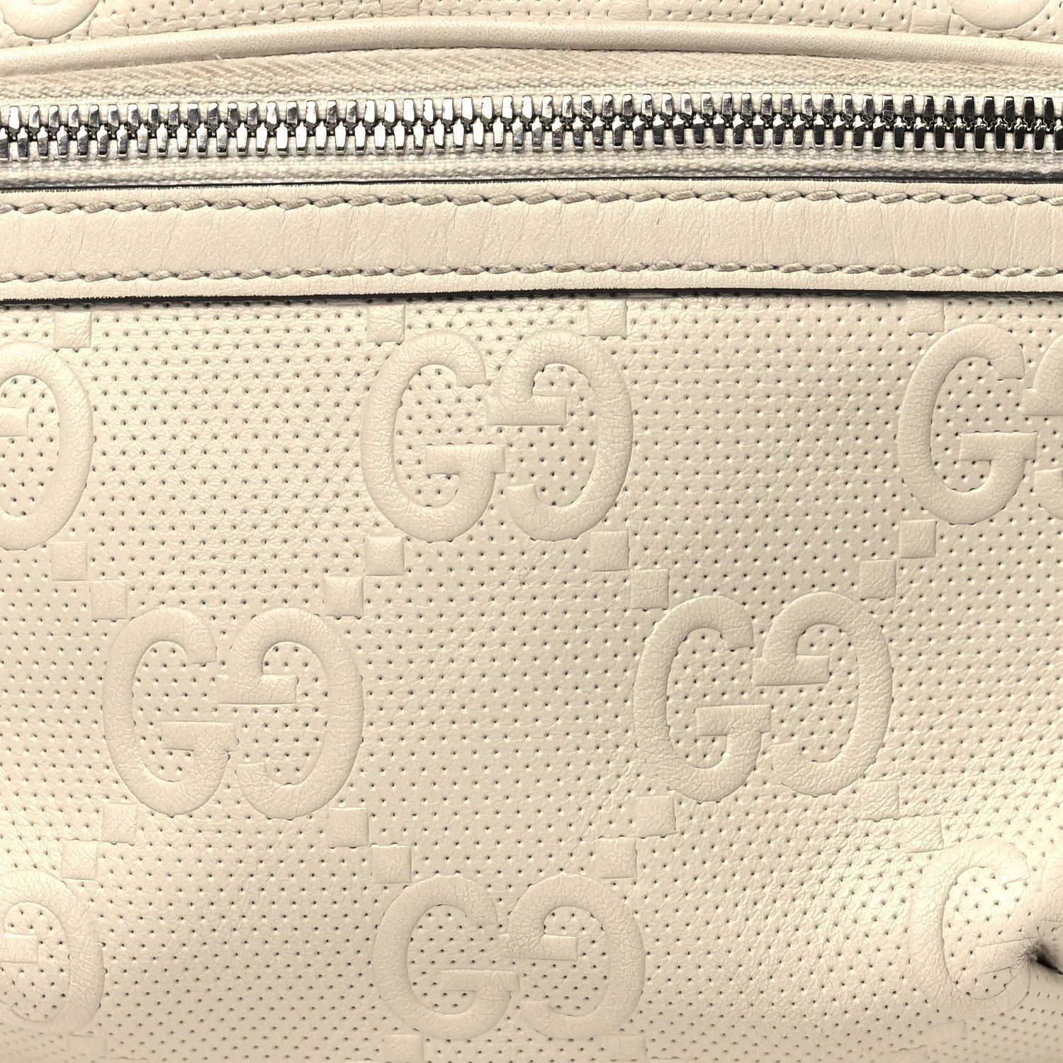 Calfskin GG Tennis Embossed Belt Bag Mystic White