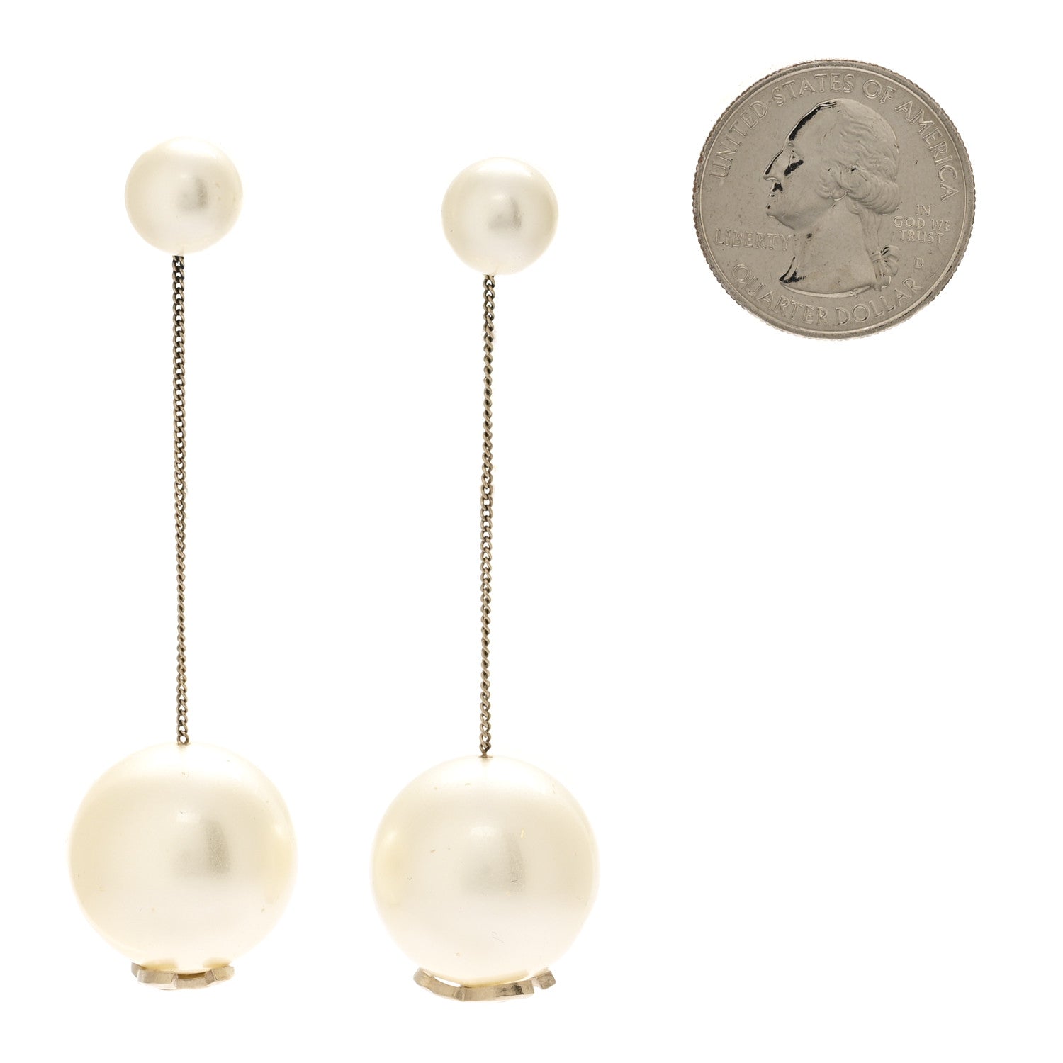 Pearl CC Drop Earrings Gold