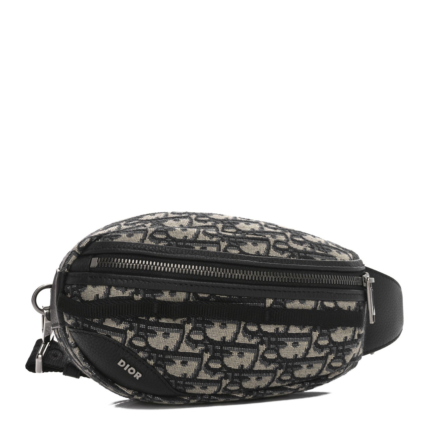 Grained Calfskin Oblique Scarab Sling Bag Blue Black