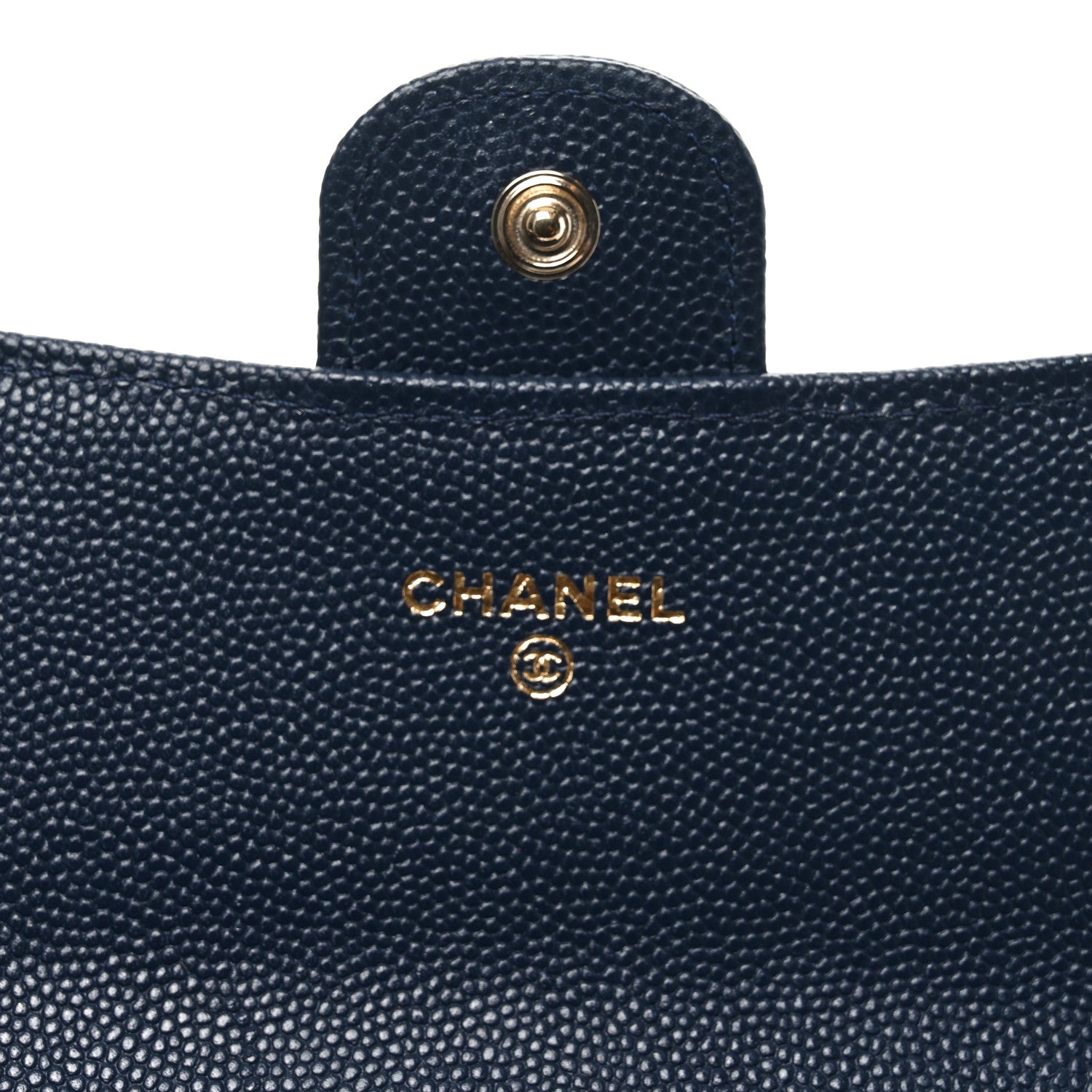 Caviar Quilted Large Gusset Flap Wallet Navy