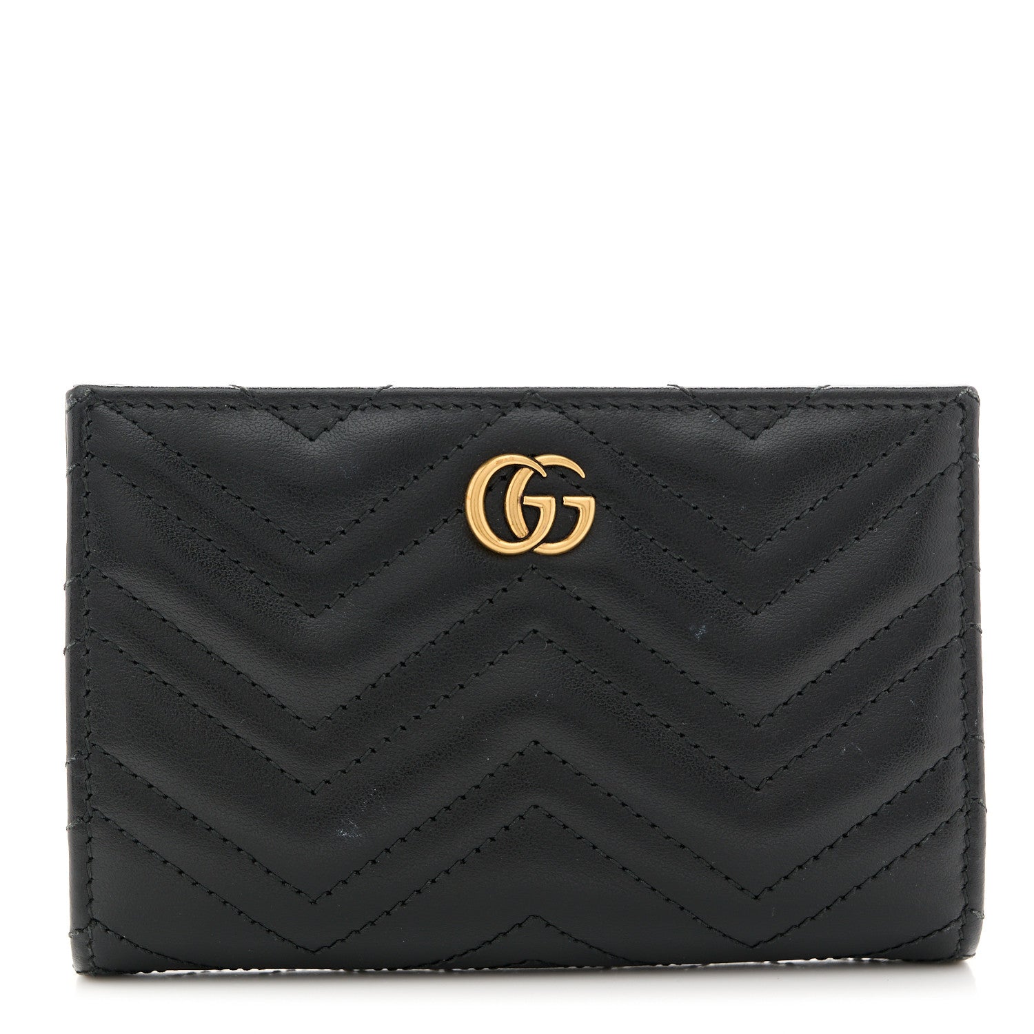 Calfskin Matelasse GG Marmont Wallet Black