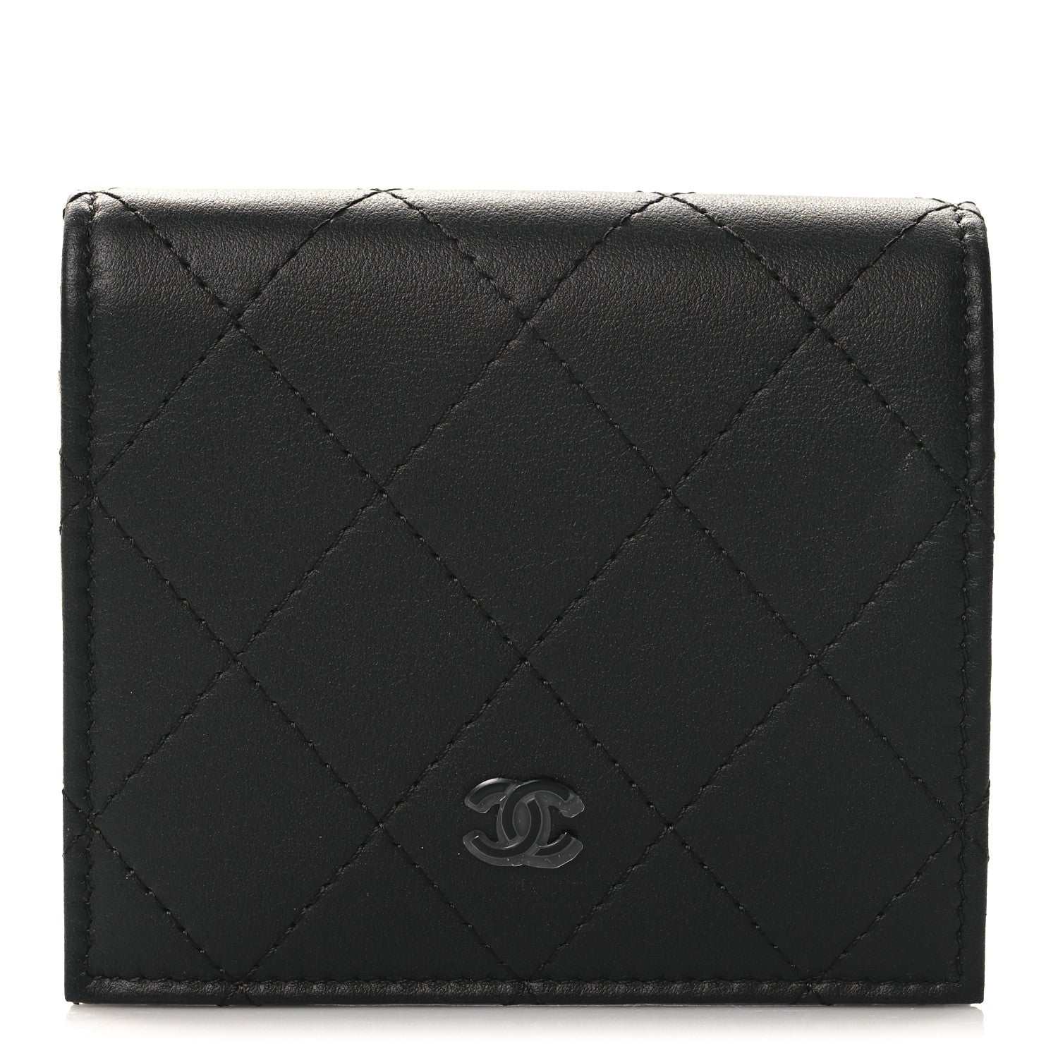 Calfskin Quilted Compact Bifold Wallet So Black