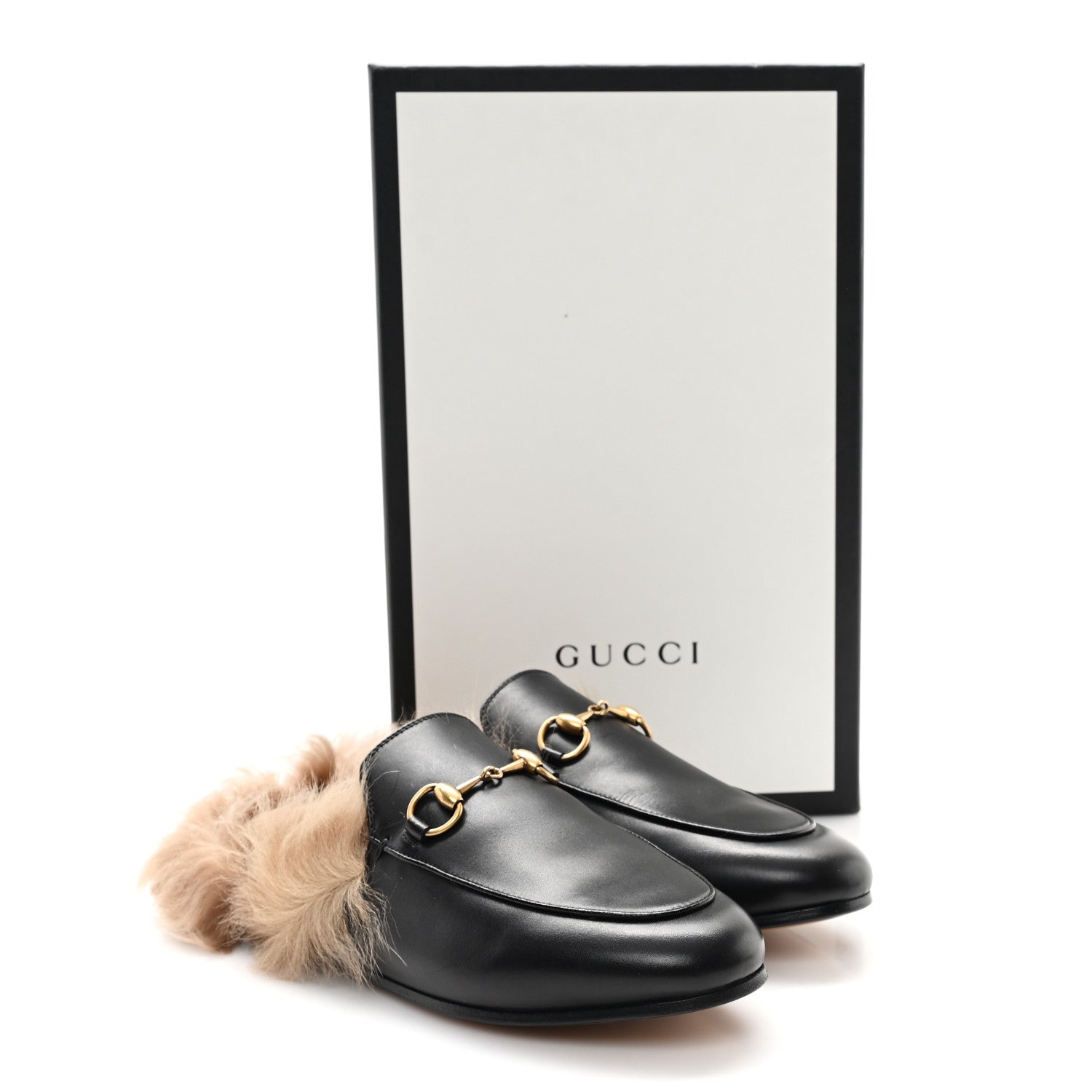 Calfskin Fur Womens Princetown Slippers 36 Black