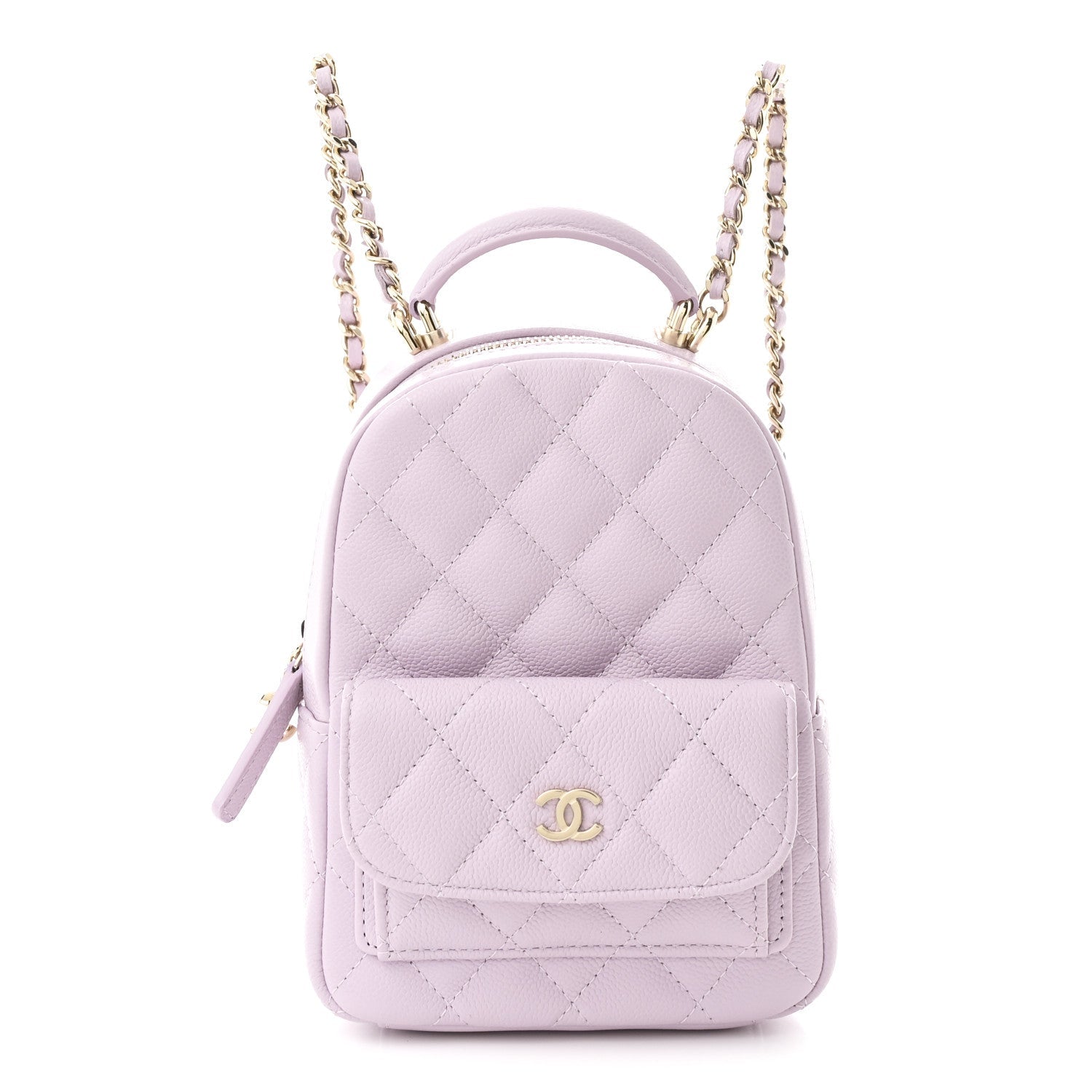Caviar Quilted CC Mini Classic Backpack Light Purple