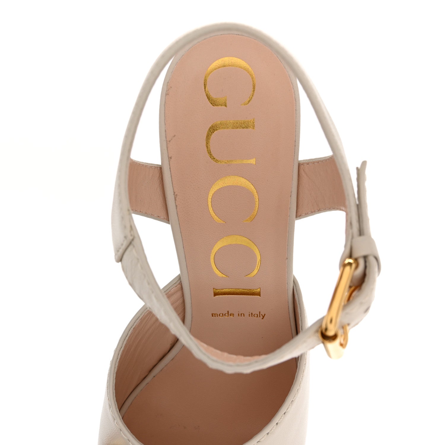 Nappa Charlotte Horsebit 40/135mm Platform Sandals 40.5 Mystic White