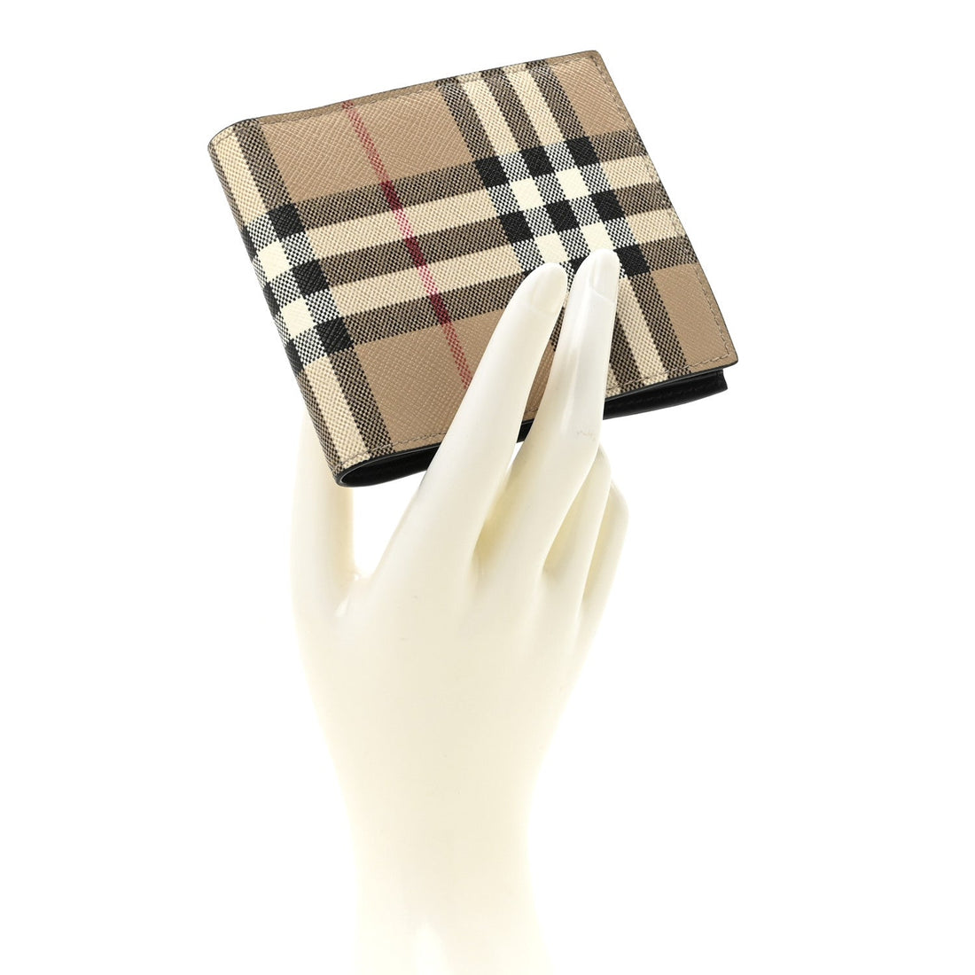 E-Canvas Vintage Check Bi-Fold Wallet Archive Beige