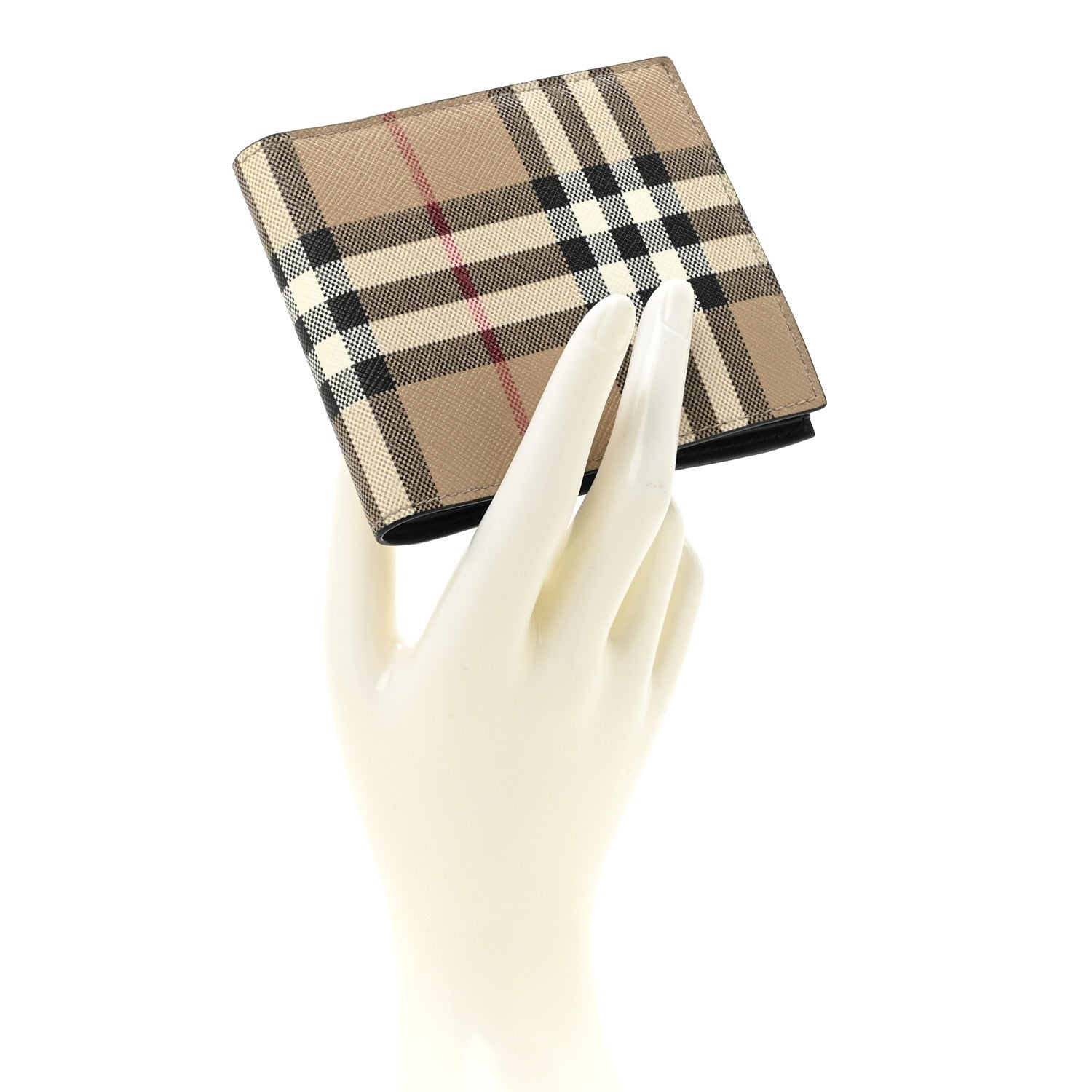 E-Canvas Vintage Check Bi-Fold Wallet Archive Beige