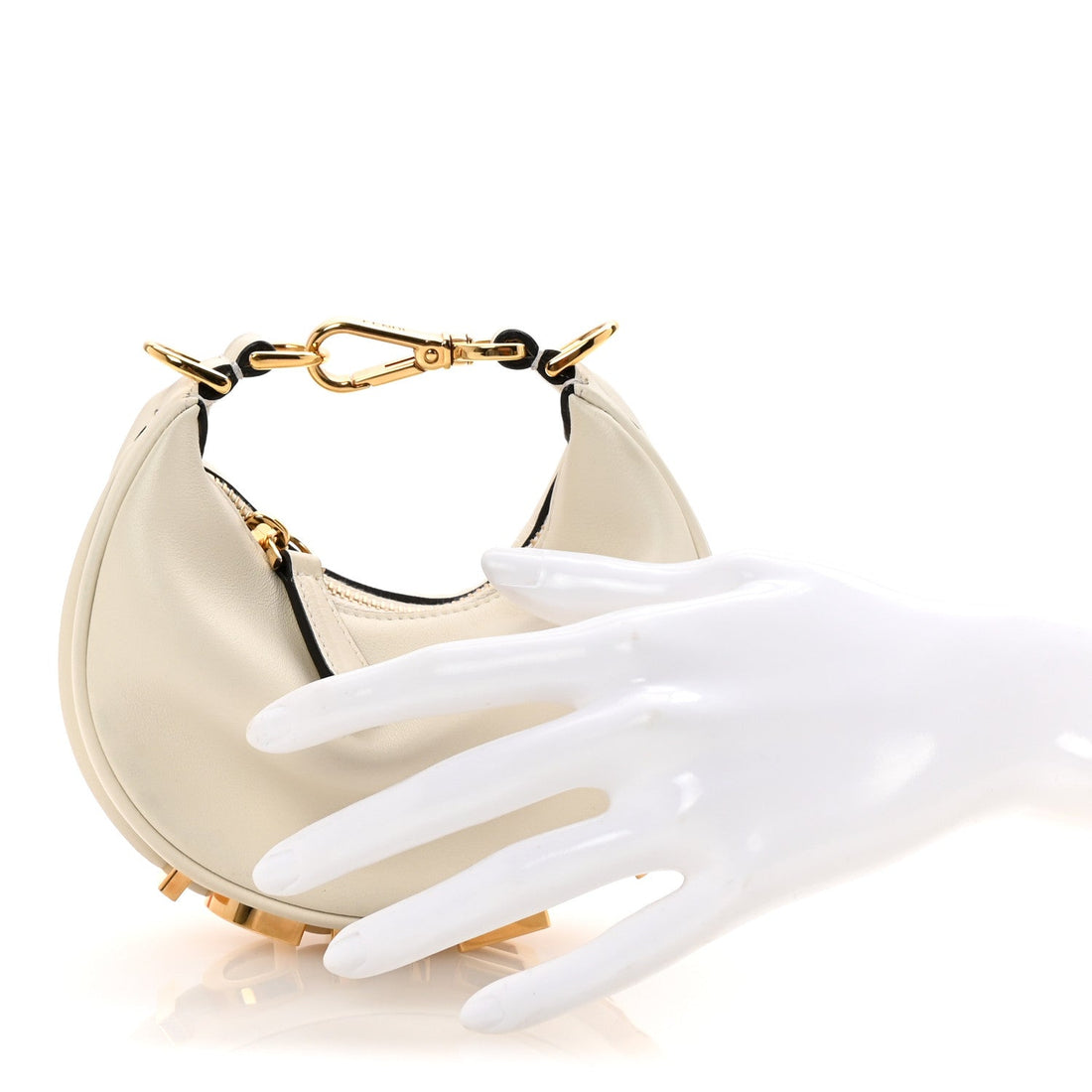 Vitello Grace Matte Nano Fendigraphy Hobo Charm White Ice