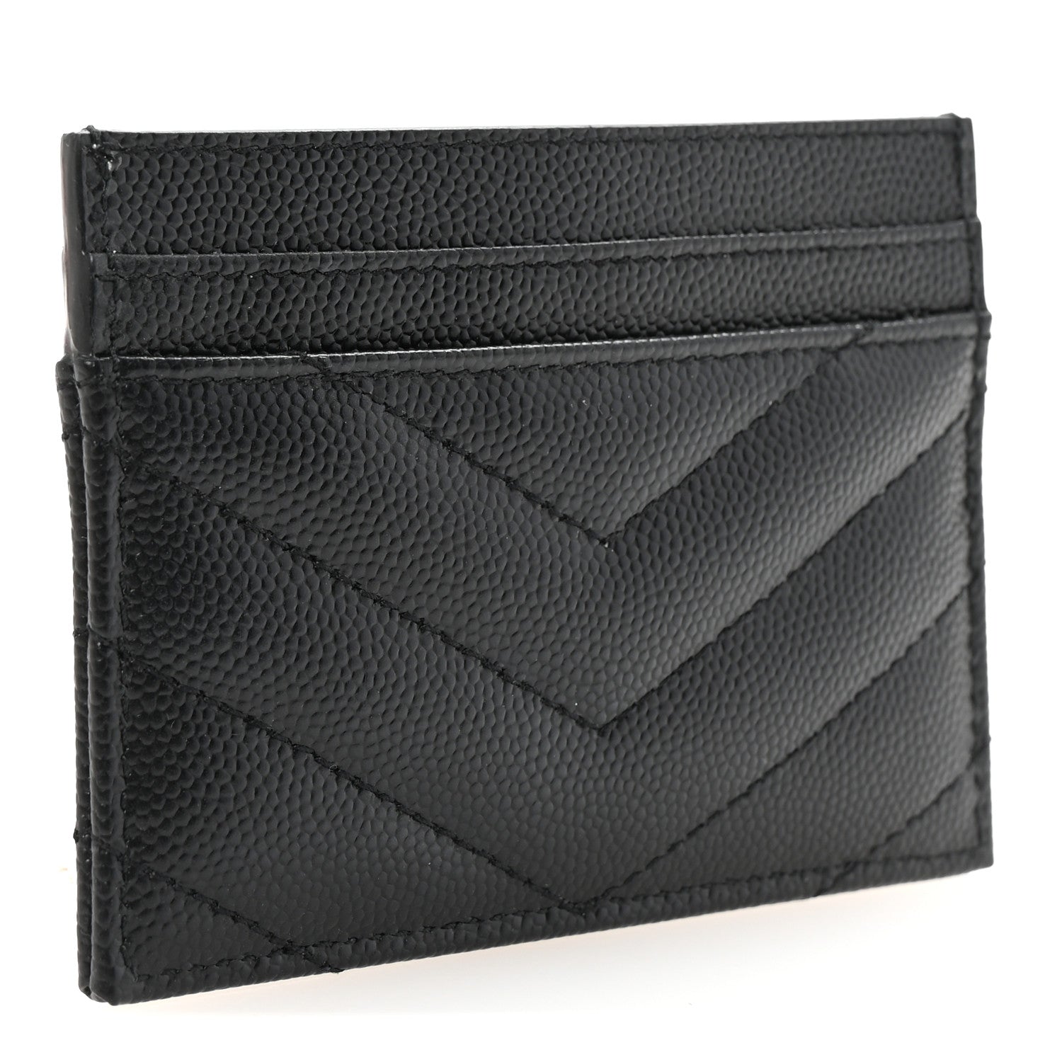 Grain De Poudre Matelasse Chevron Monogram Credit Card Case Black