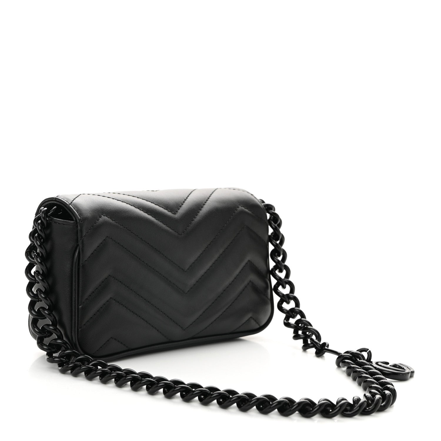 Calfskin Matelasse Monochrome GG Marmont Chain Belt Bag Black