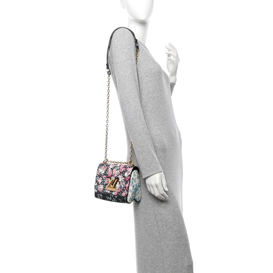 Printed Calfskin Flower Twist Shoulder Bag PM