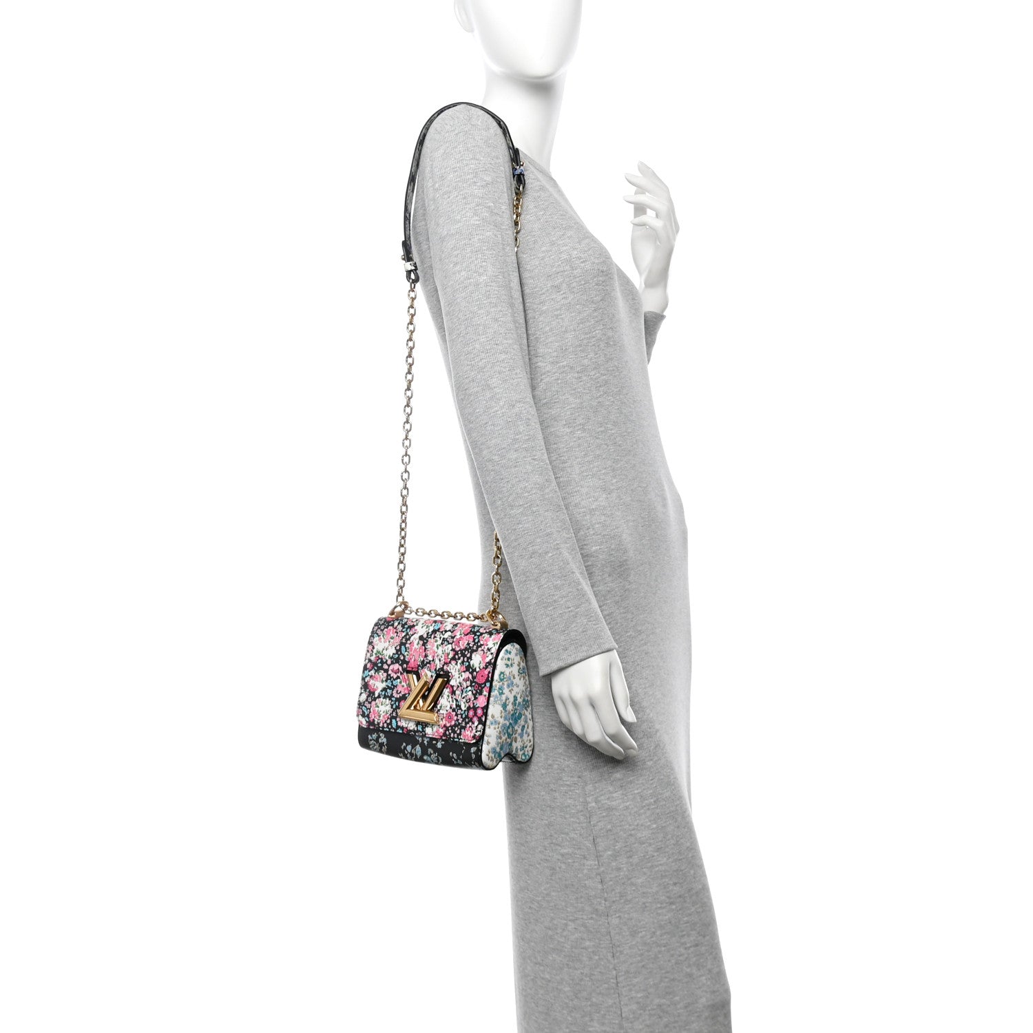 Printed Calfskin Flower Twist Shoulder Bag PM