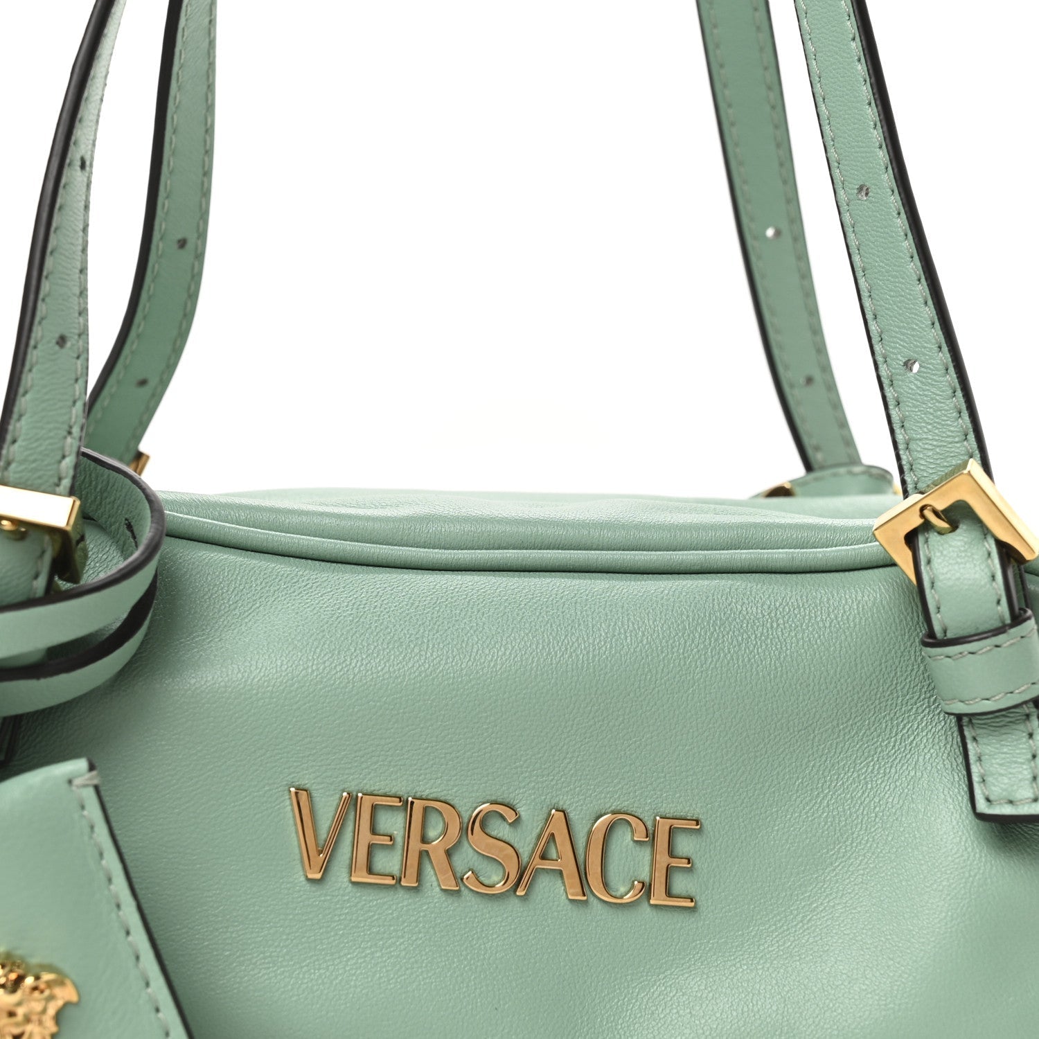 Lambskin Mini Tag Bowling Bag Turquoise