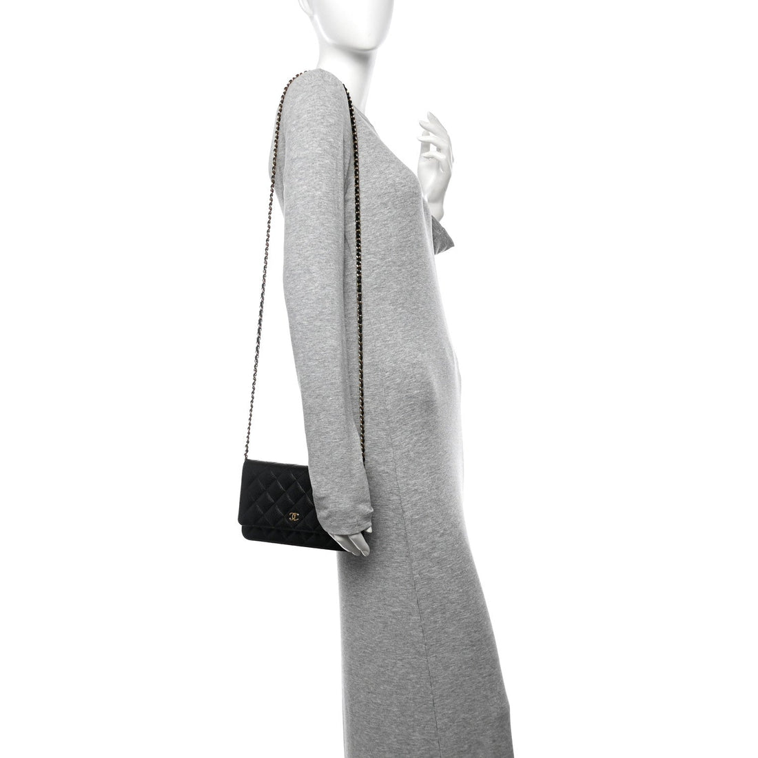 Caviar Quilted Wallet On Chain WOC Black