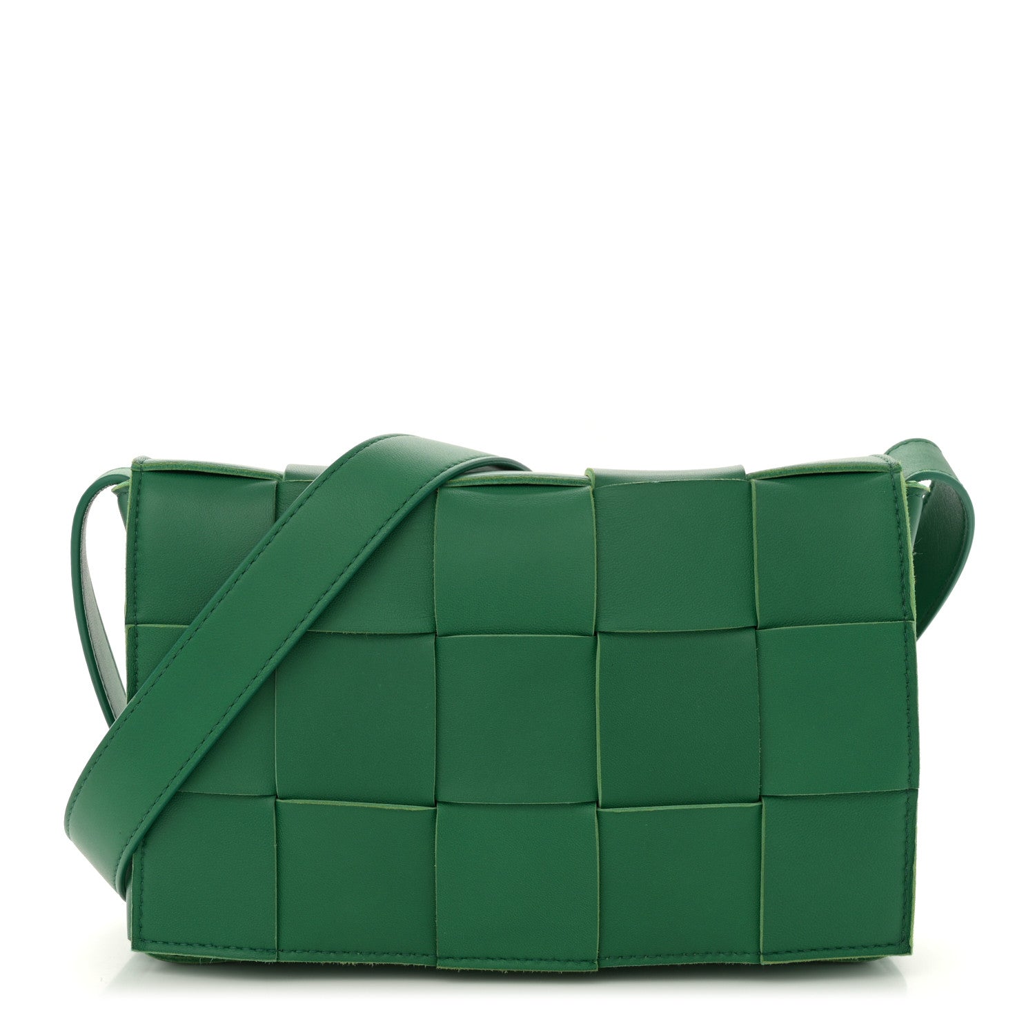 Lambskin Maxi Intrecciato Cassette Crossbody Bag Racing Green