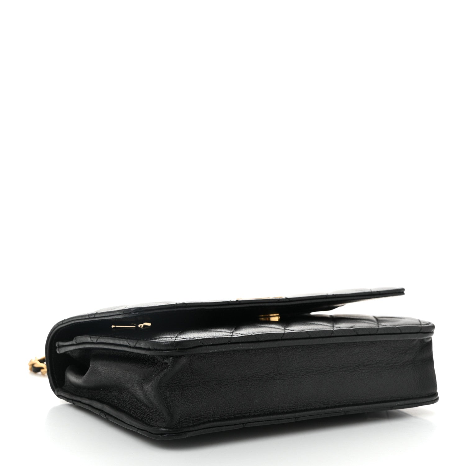 Lambskin Quilted Pick Me Up Wallet On Chain WOC Black