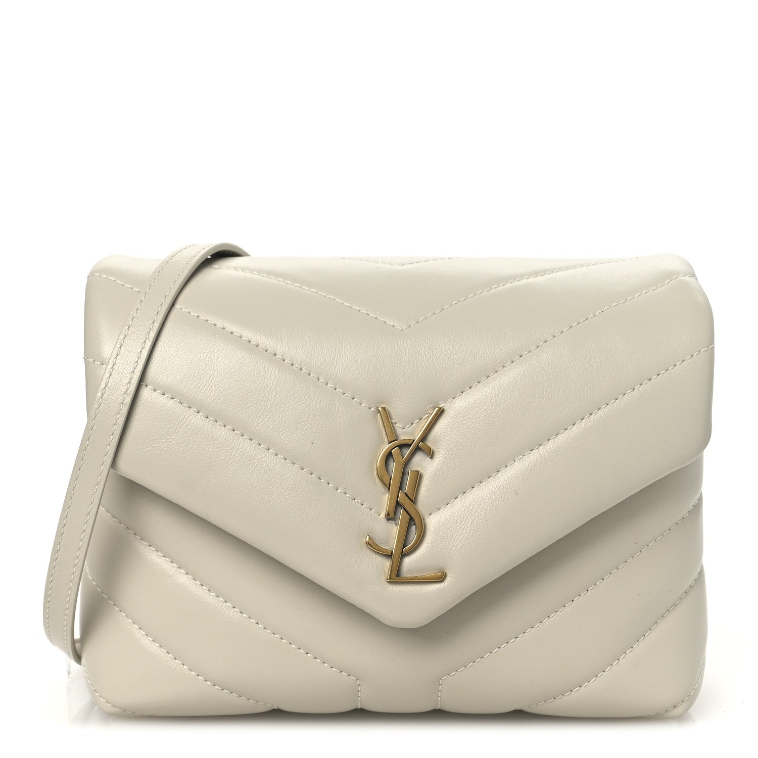 Calfskin Y Quilted Monogram Toy Loulou Crossbody Bag Blanc Vintage