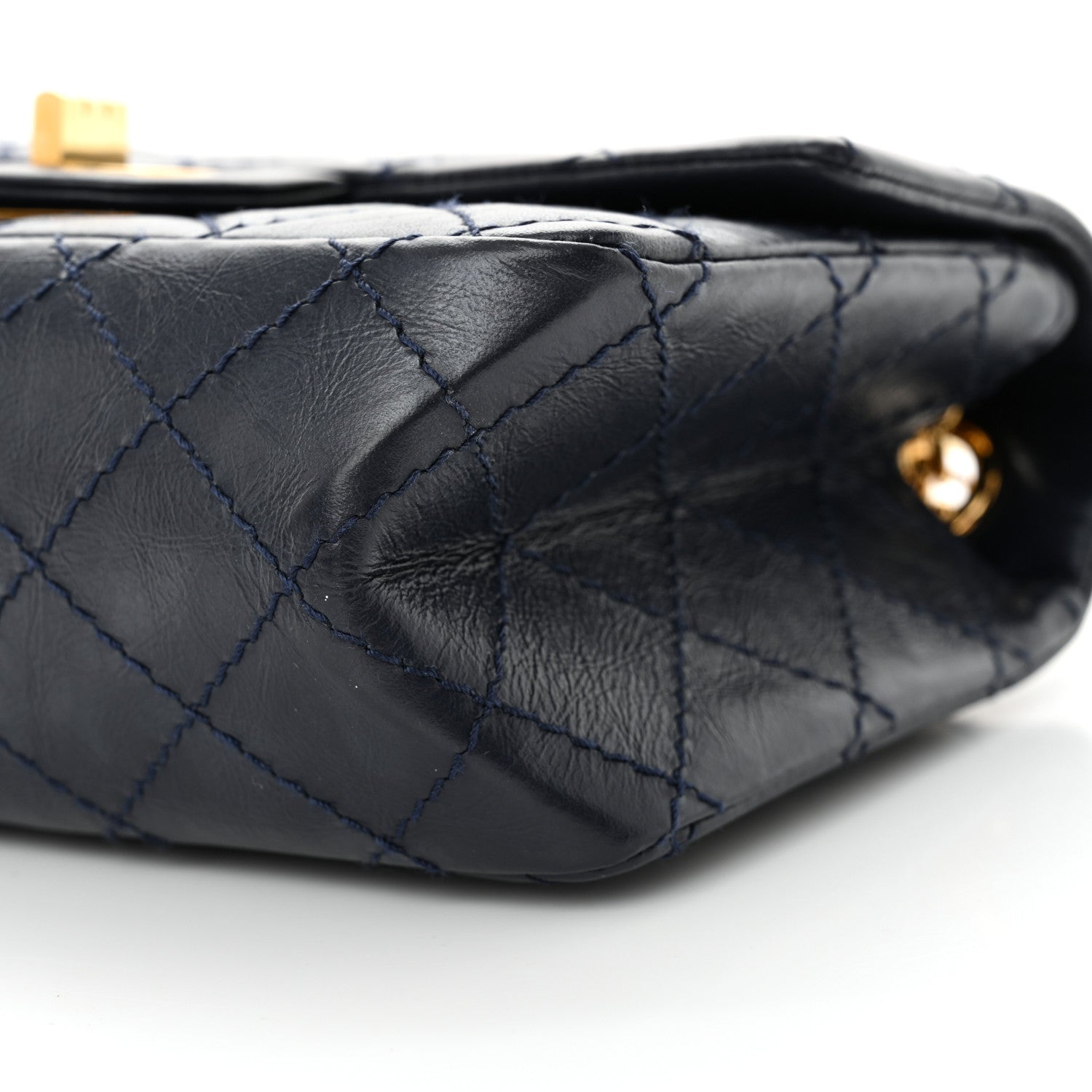Aged Calfskin Quilted 2.55 Reissue Mini Flap Navy