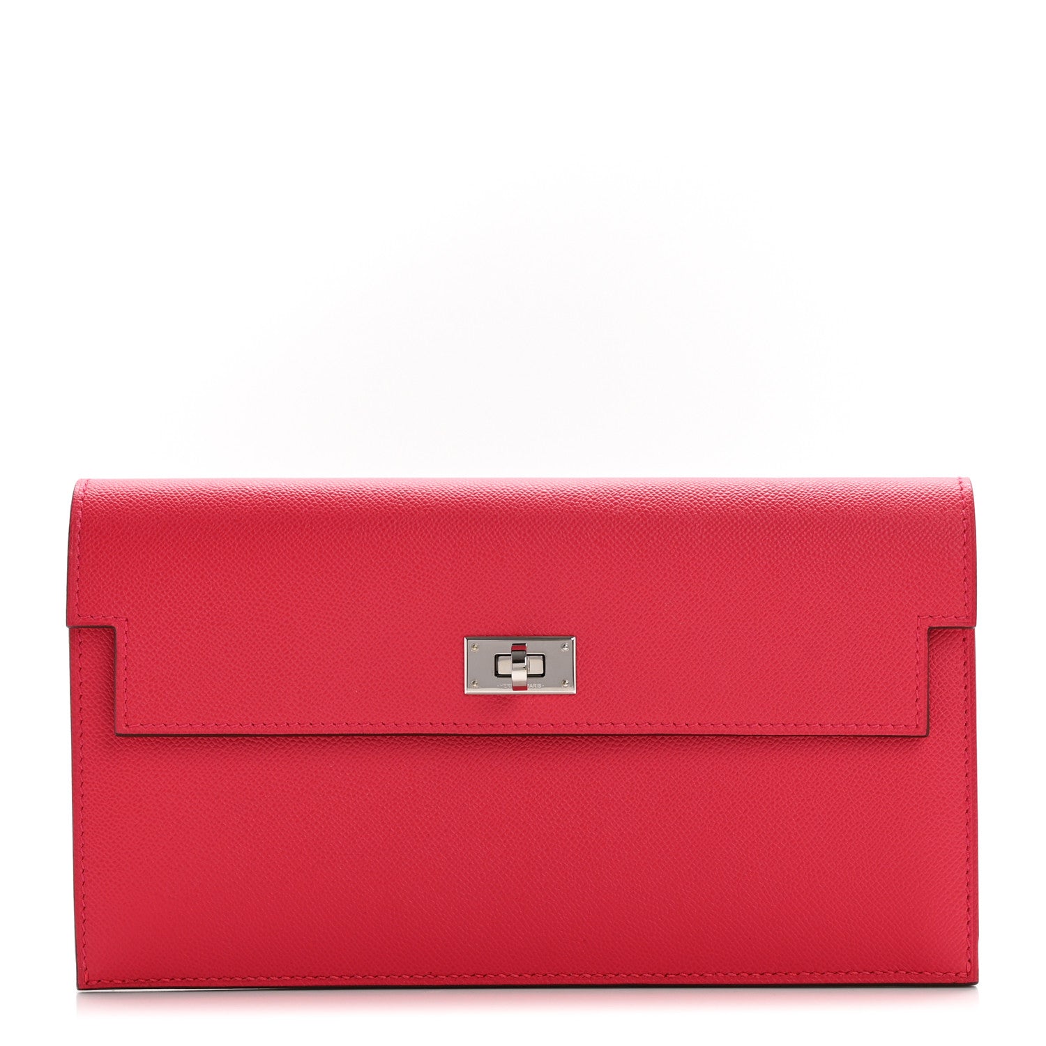 Madame Calfskin Kelly Pocket Long Wallet Rose Extreme