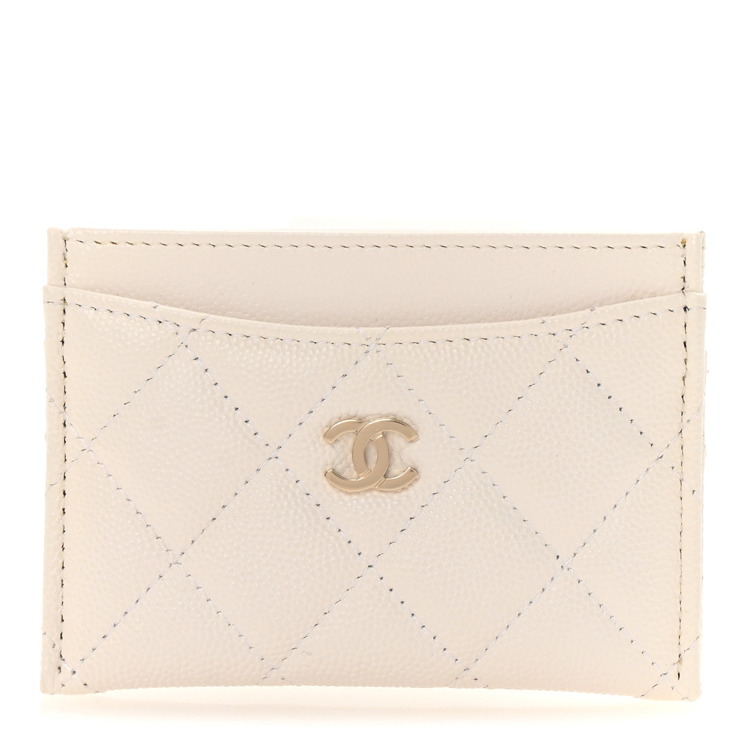 Caviar Quilted Card Holder White