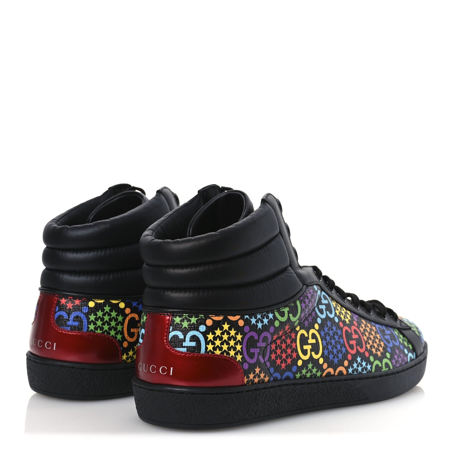 GG Supreme Monogram Psychedelic Mens High Top Sneakers 9 Black Multicolor